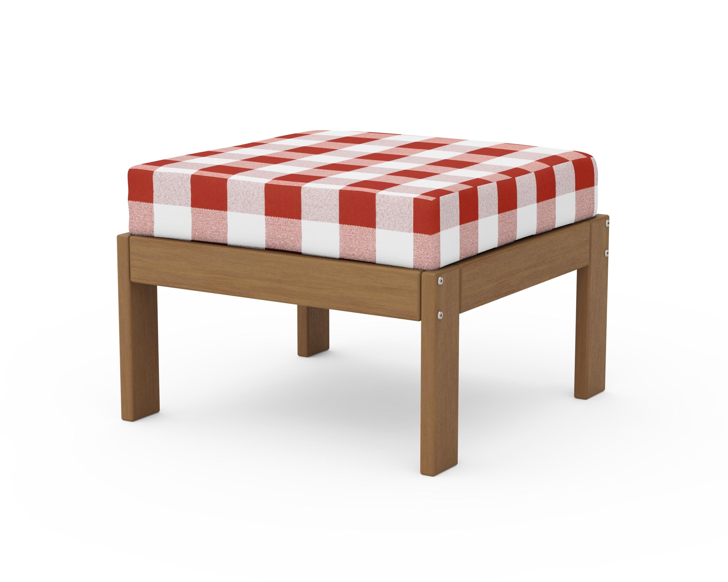 Vineyard Modular Ottoman in Natural / Buffalo Plaid Crimson