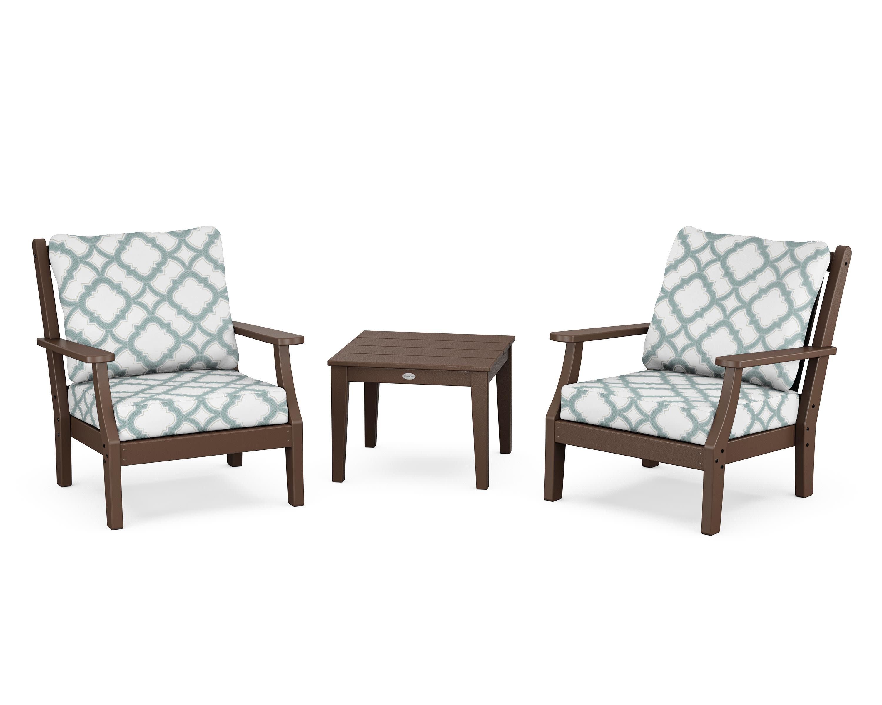 Wovendale 3-Piece Deep Seating Set in Mahogany / Trellis Glacier Spa
