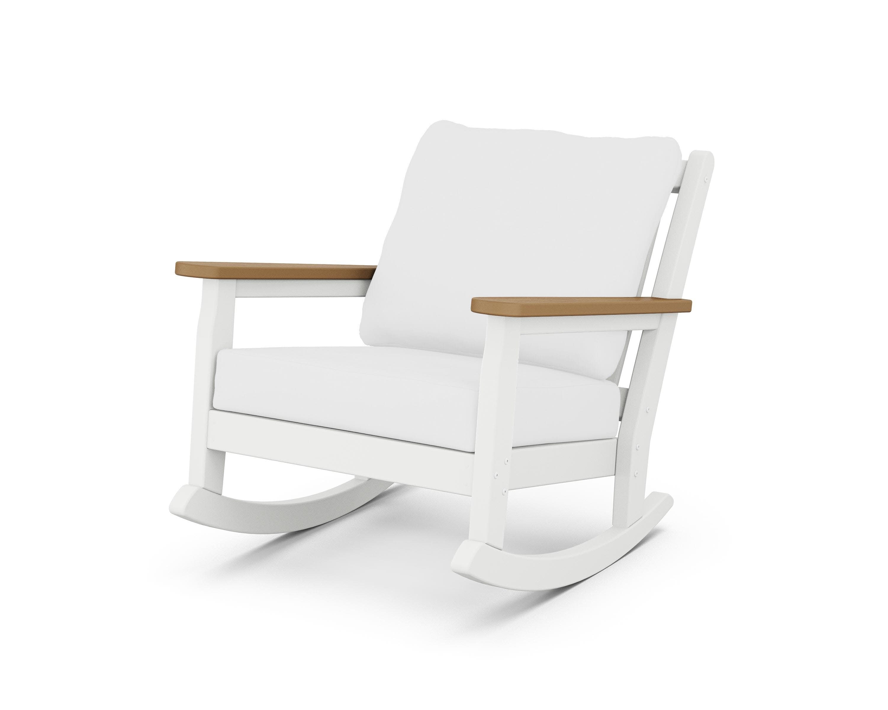 Chippendale Deep Seating Rocking Chair in White / Natural / Natural