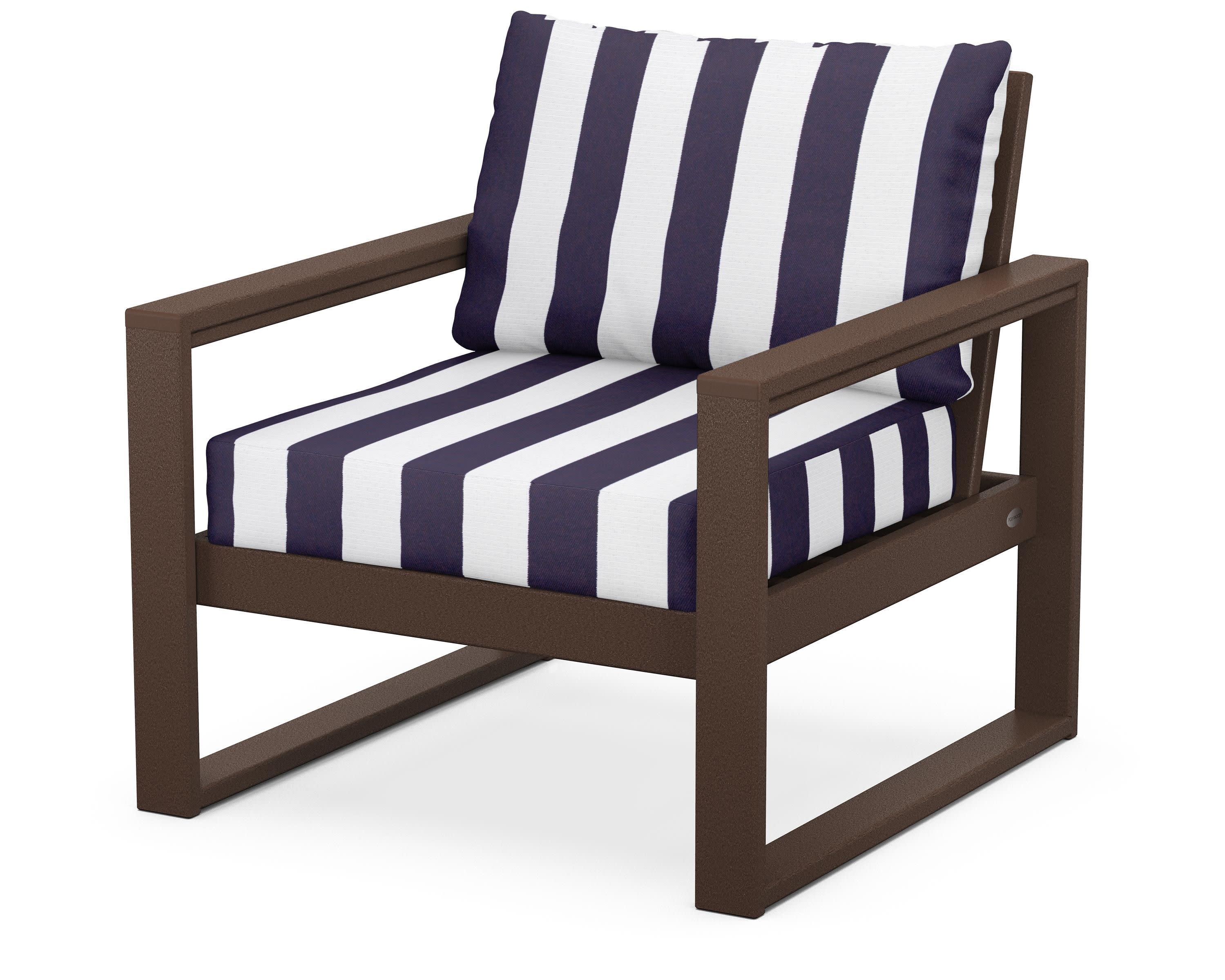 EDGE Club Chair in Mahogany / Cabana Stripe Navy