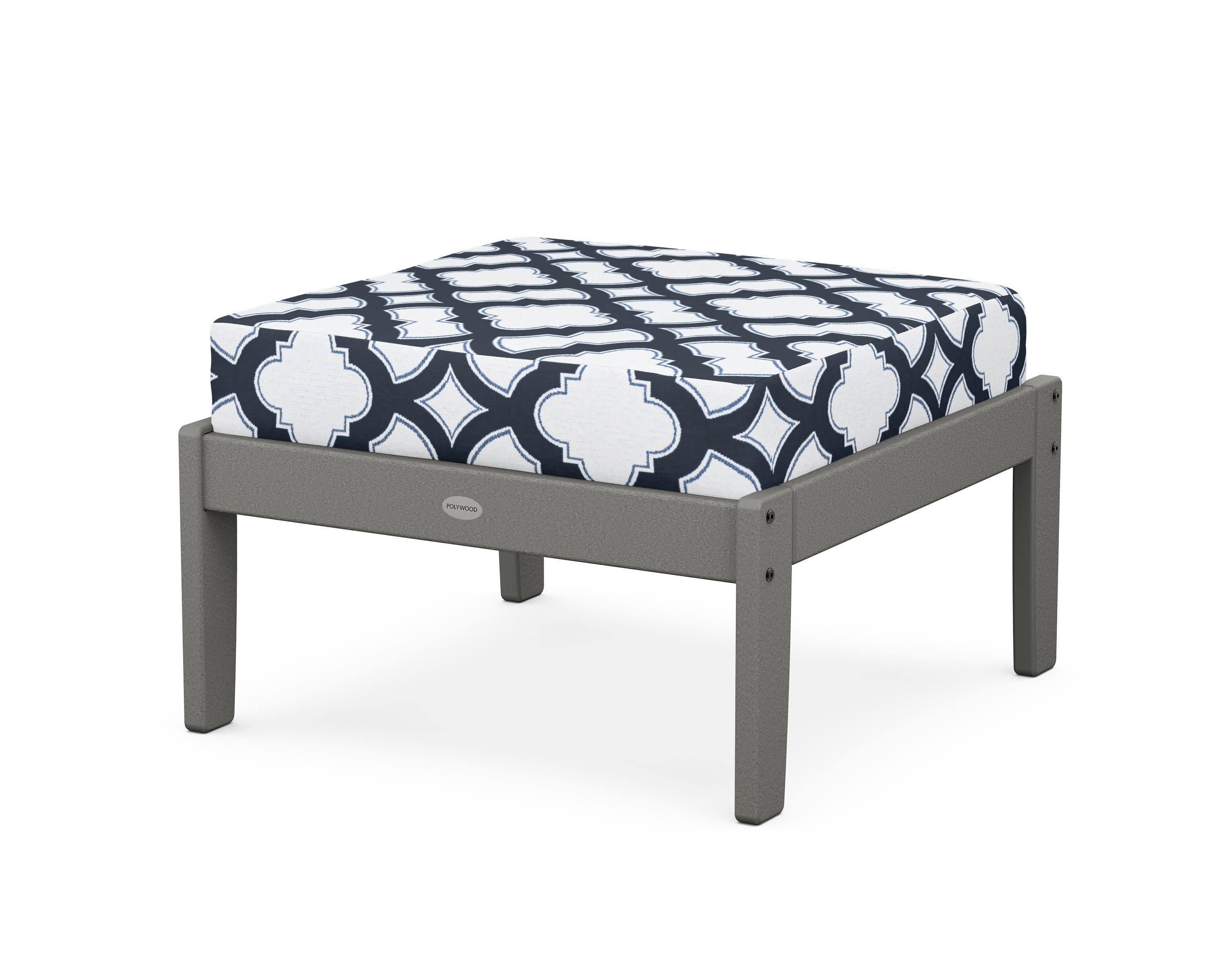 Braxton Deep Seating Ottoman in Slate Grey / Trellis Marine Indigo