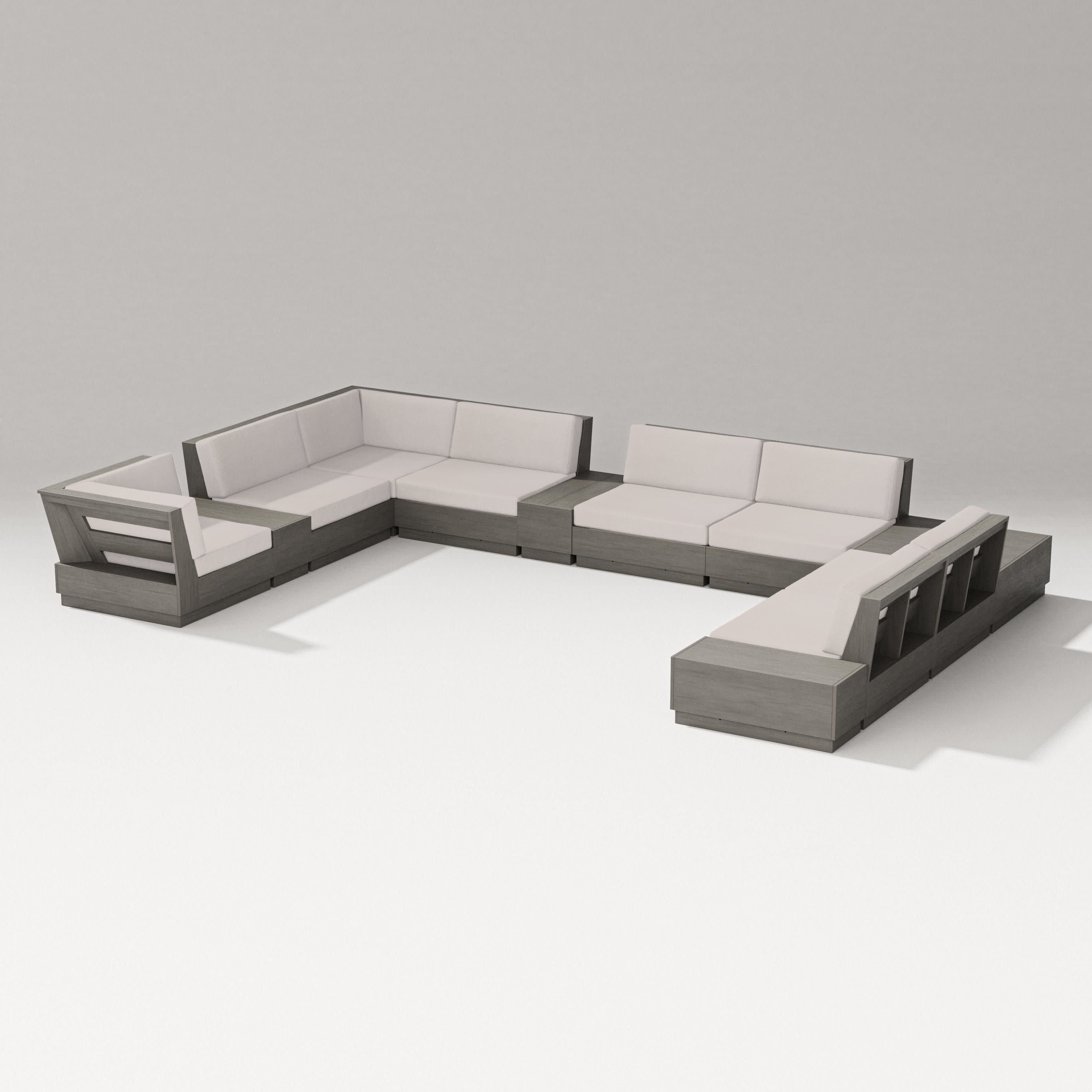 Elevate 12-Piece Conversation Sectional Set in Driftwood / Dune Burlap