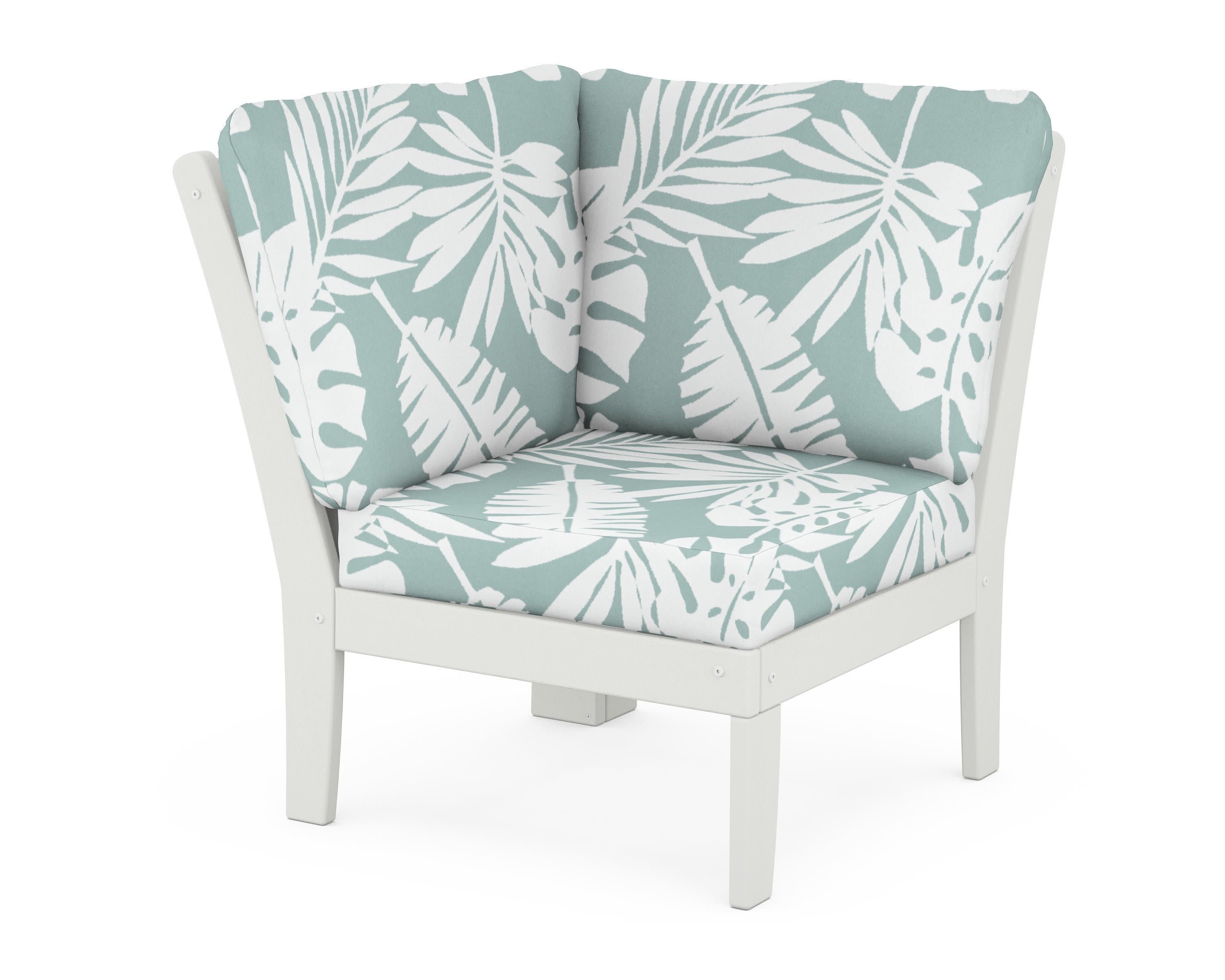 Braxton Modular Corner Chair in Vintage White / Leaf Glacier Spa
