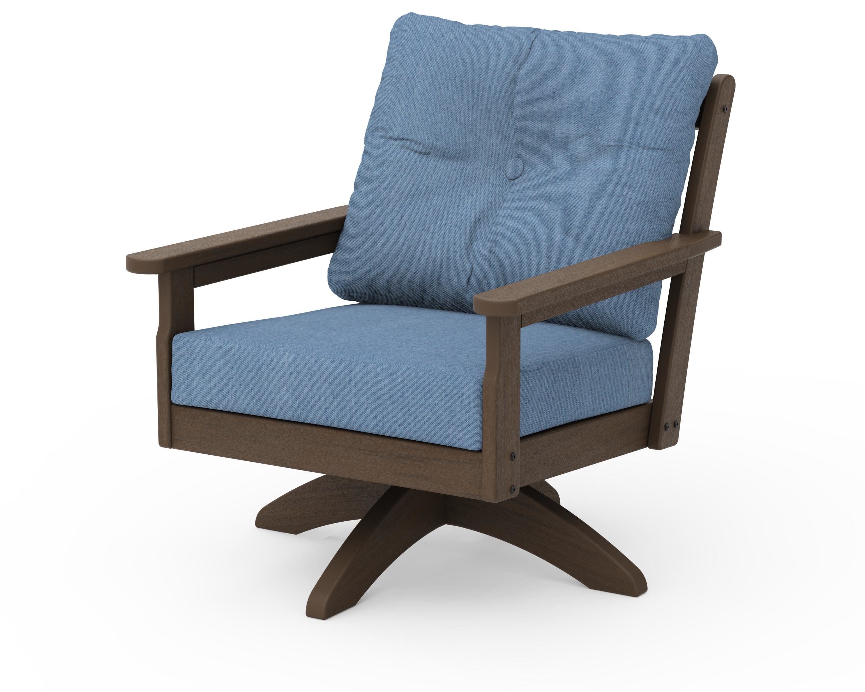 Vineyard Deep Seating Swivel Chair in Kona / Sky Blue