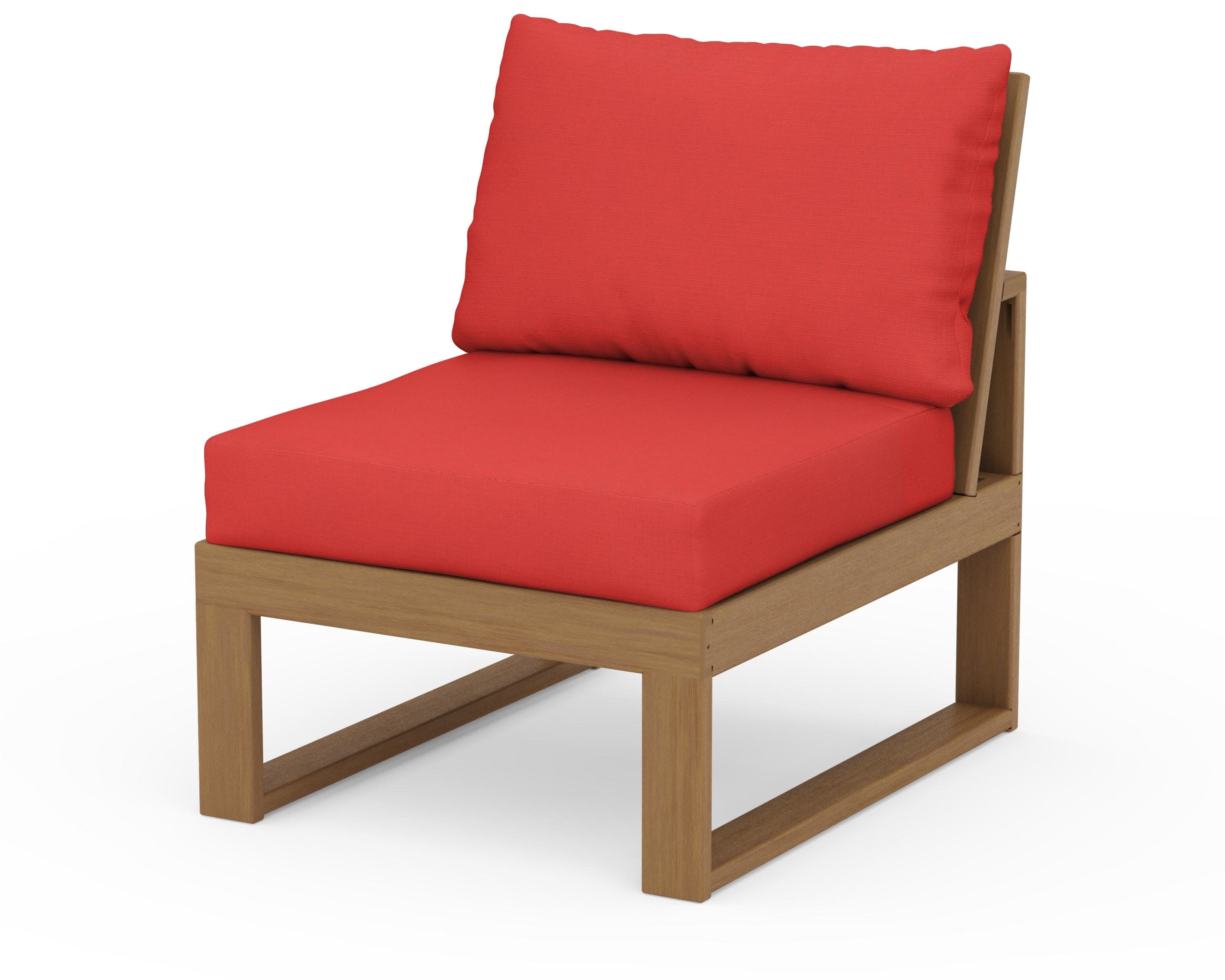 Modular Armless Chair in Natural / Crimson Linen