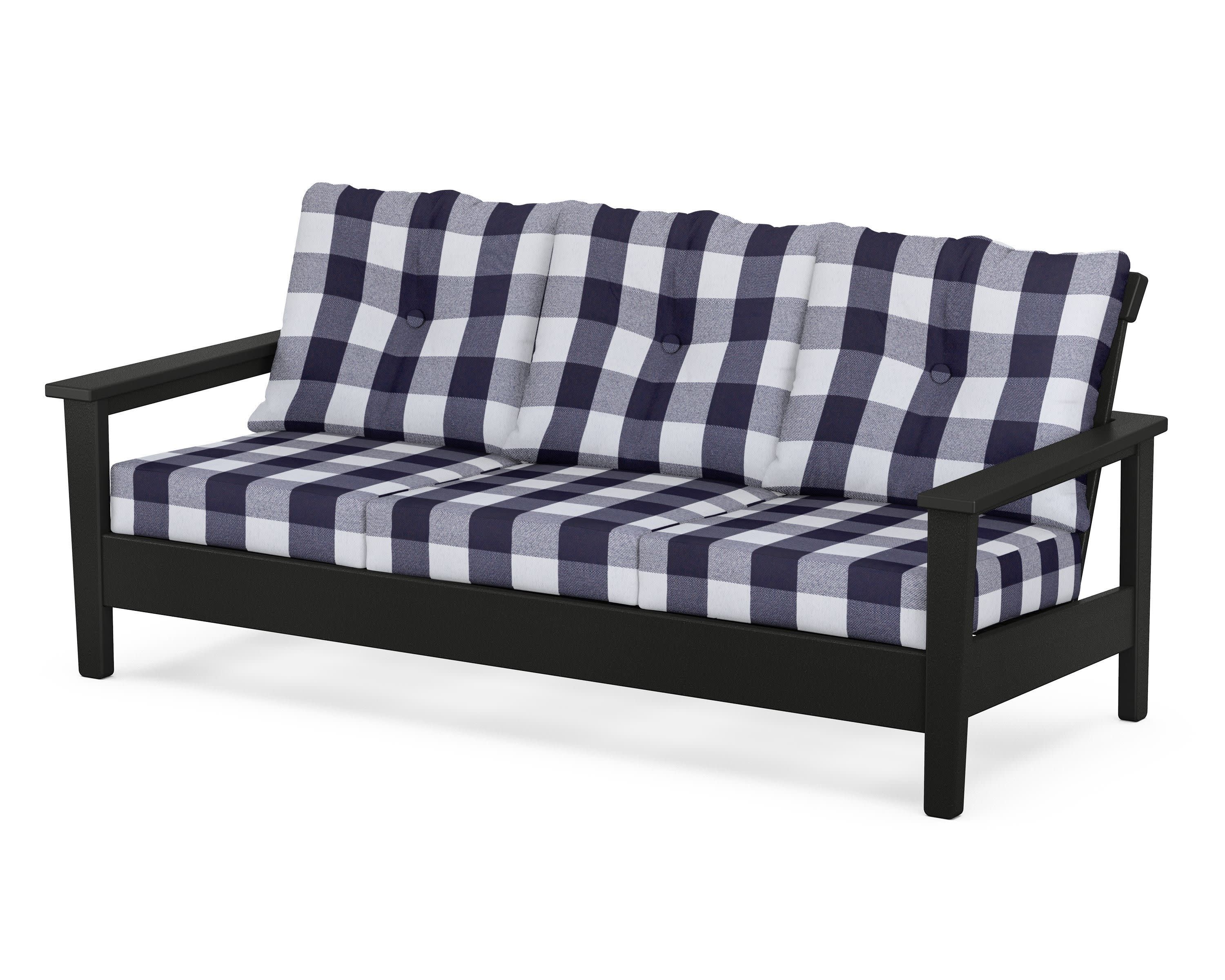 Prescott Deep Seating Sofa in Black / Buffalo Plaid Navy