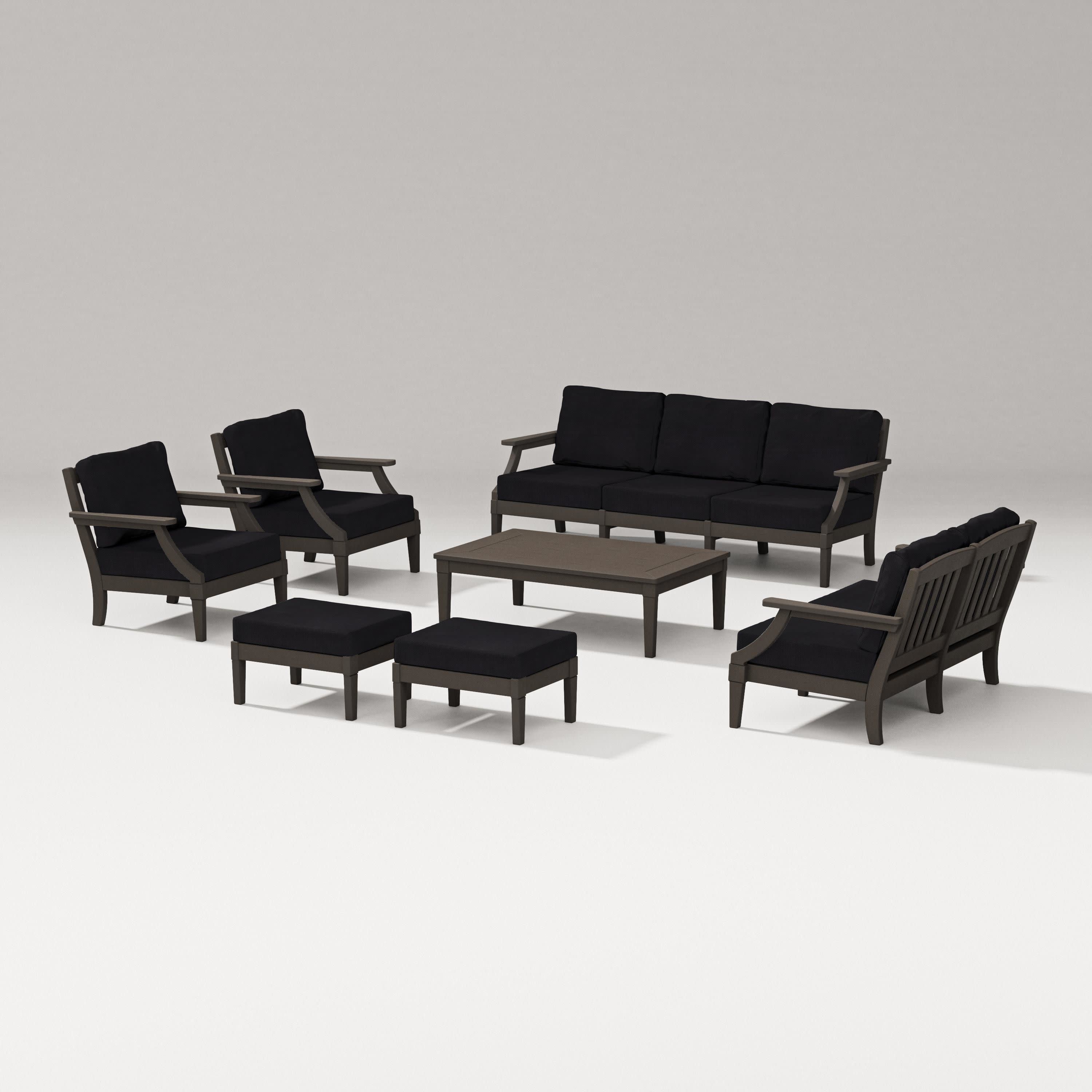 Estate 7-Piece Lounge Sofa Set in Vintage Coffee / Midnight Linen