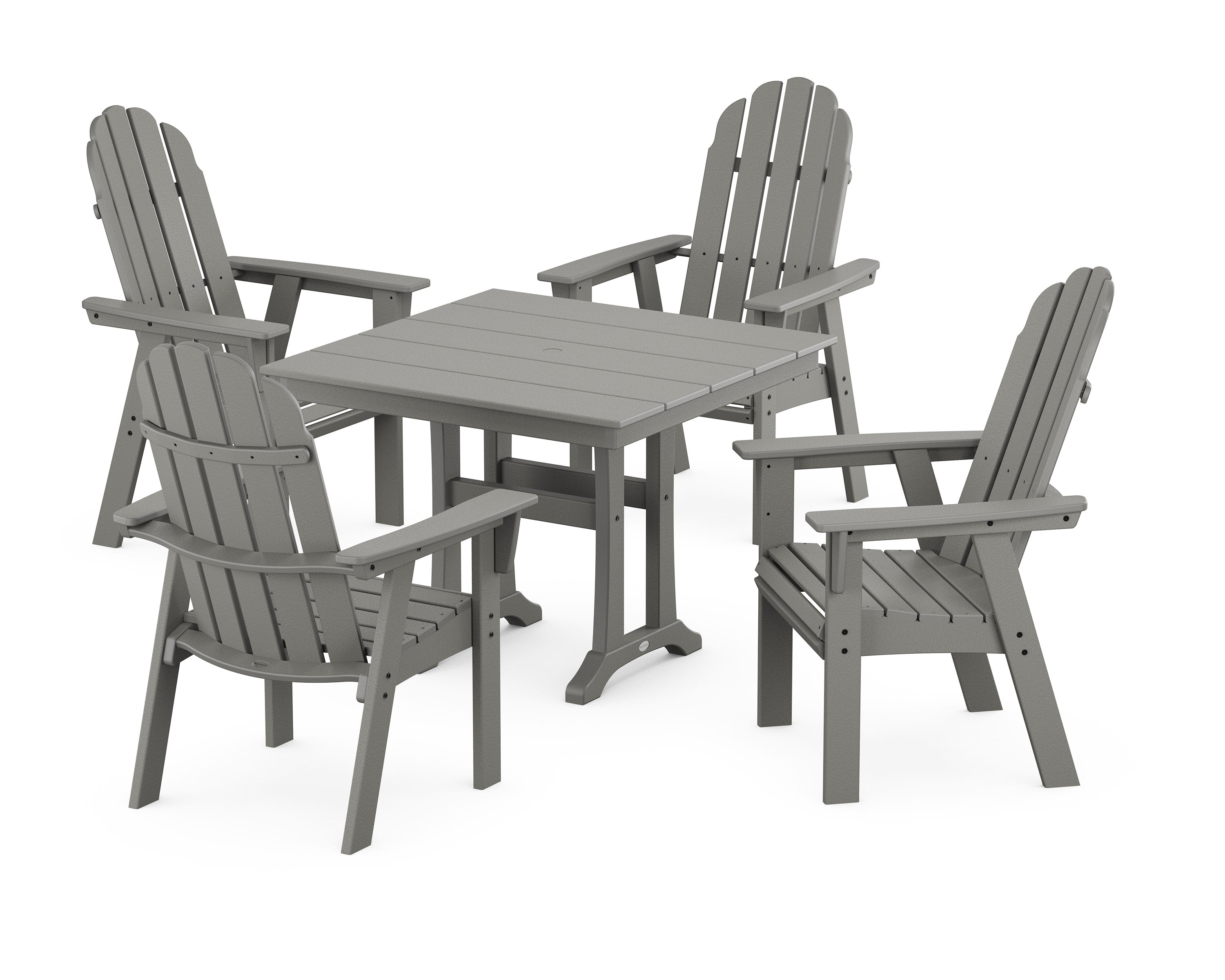 Vineyard Adirondack 5-Piece Farmhouse Dining Set With Trestle Legs in Slate Grey
