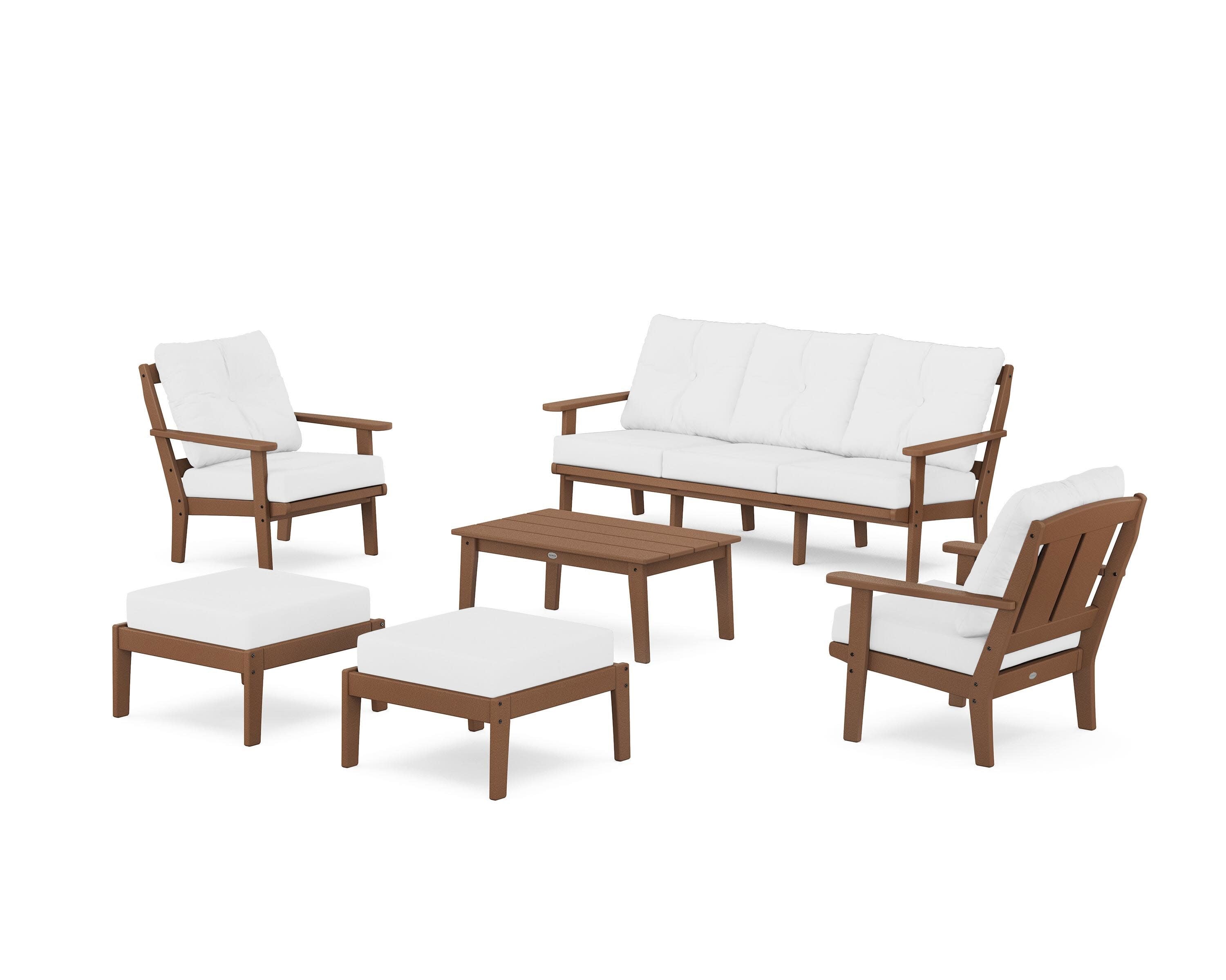 Mission 6-Piece Lounge Sofa Set in Teak / Natural