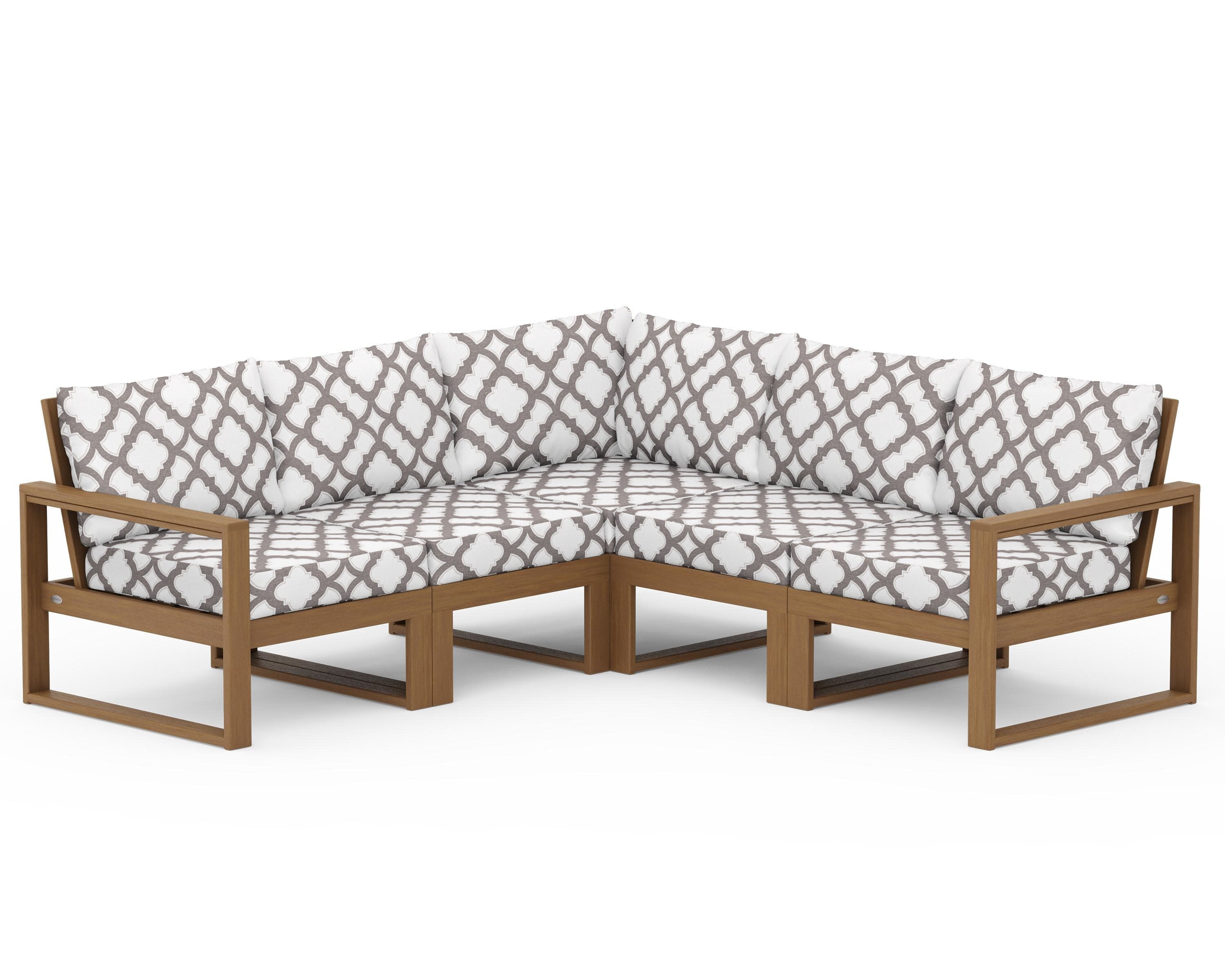 EDGE 5-Piece Modular Deep Seating Set in Natural / Trellis Grey Mist