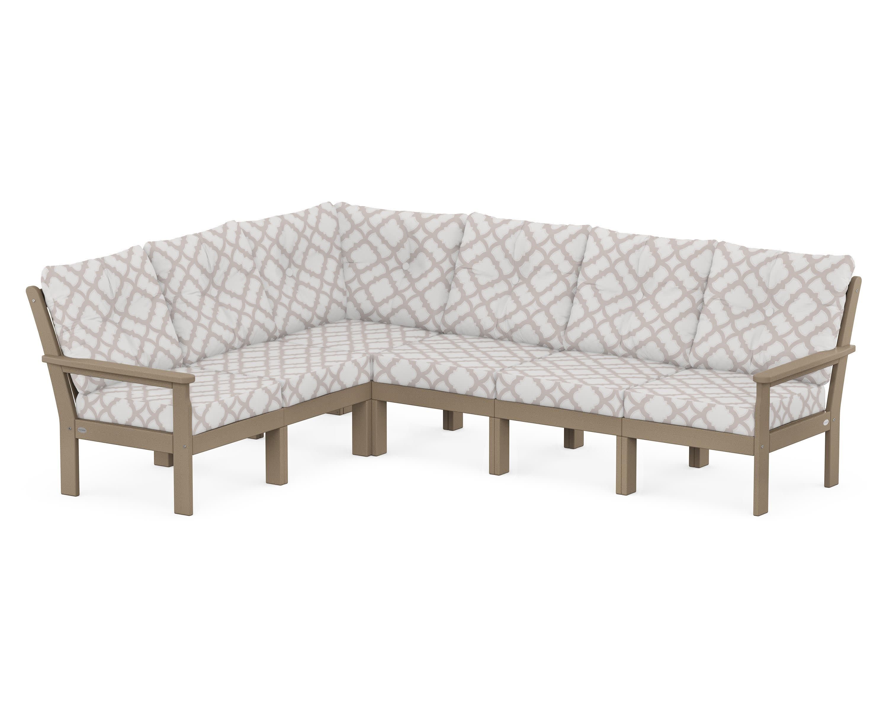 Vineyard 6-Piece Sectional in Vintage Sahara / Trellis Dune Burlap