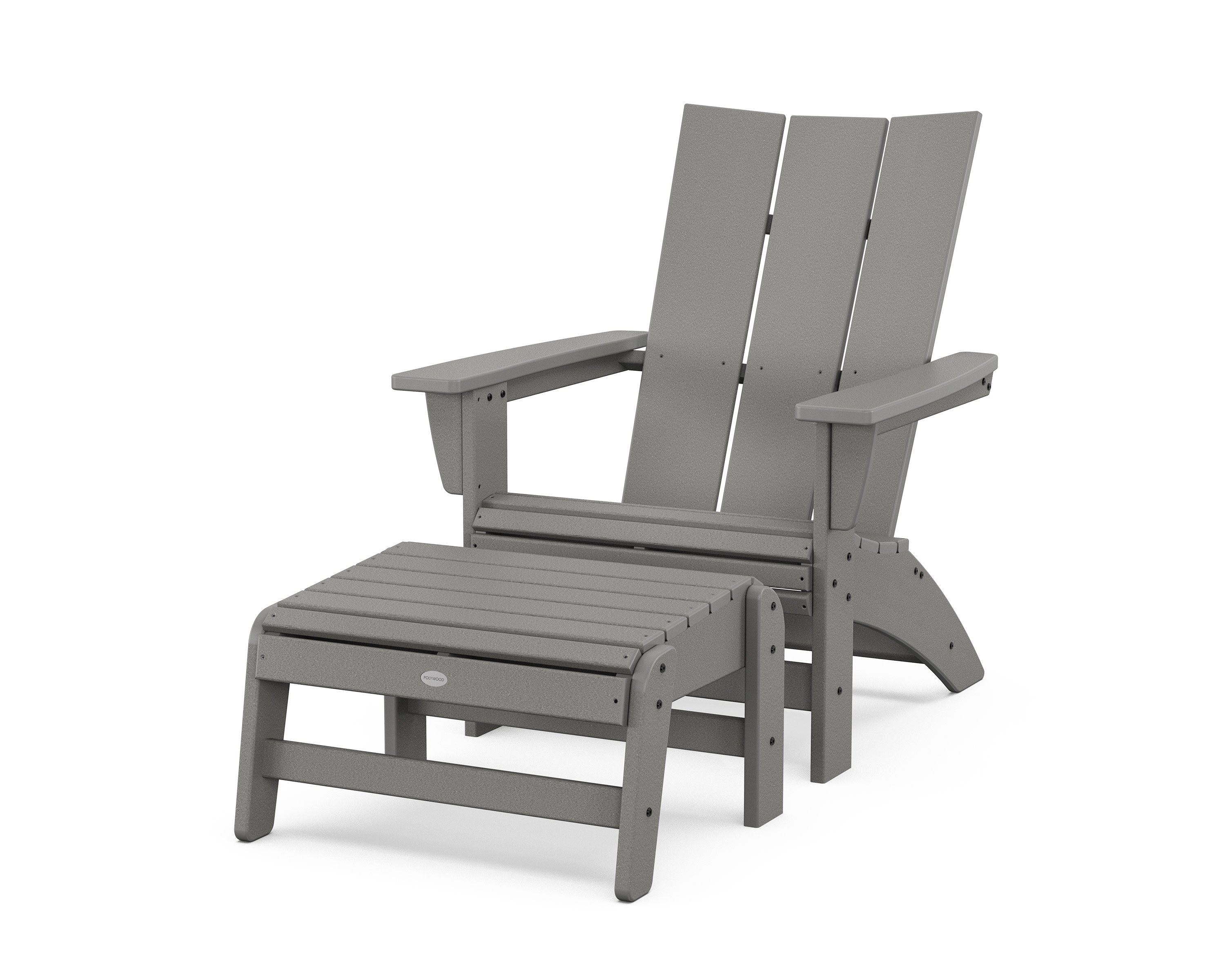 Modern Grand Adirondack Chair with Ottoman in Slate Grey