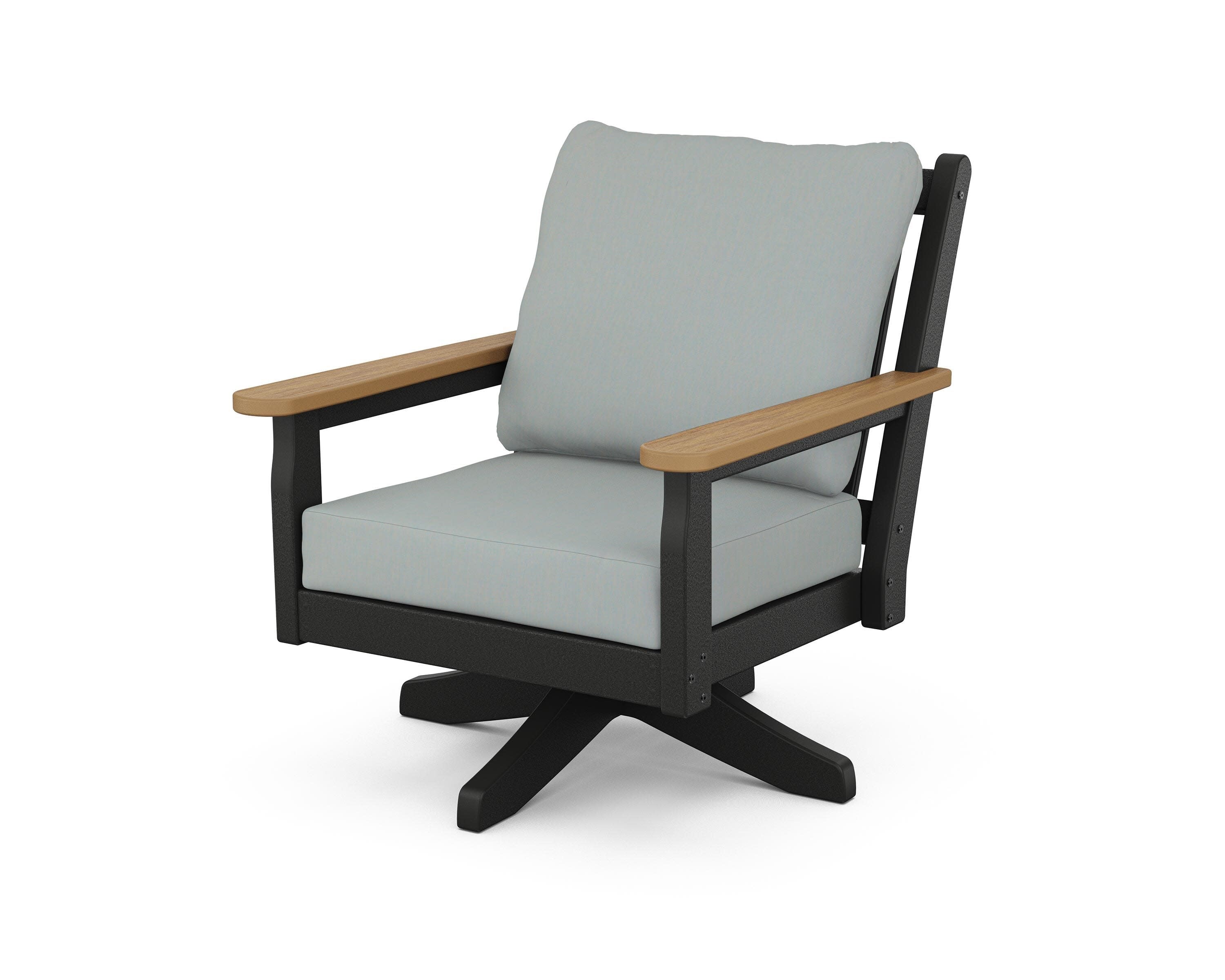 Chippendale Deep Seating Swivel Chair in Black / Natural / Spa