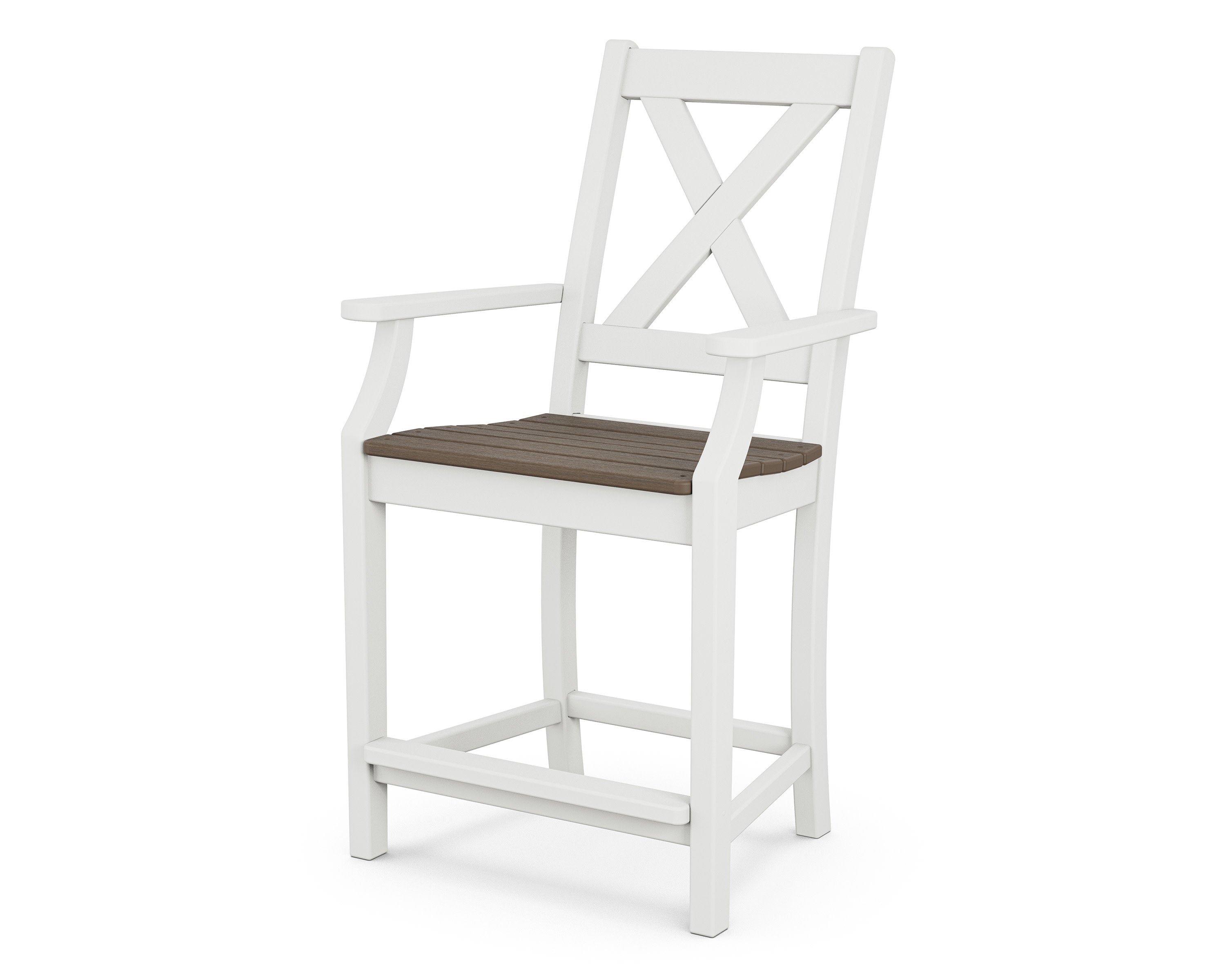 Braxton Counter Arm Chair in White / Kona