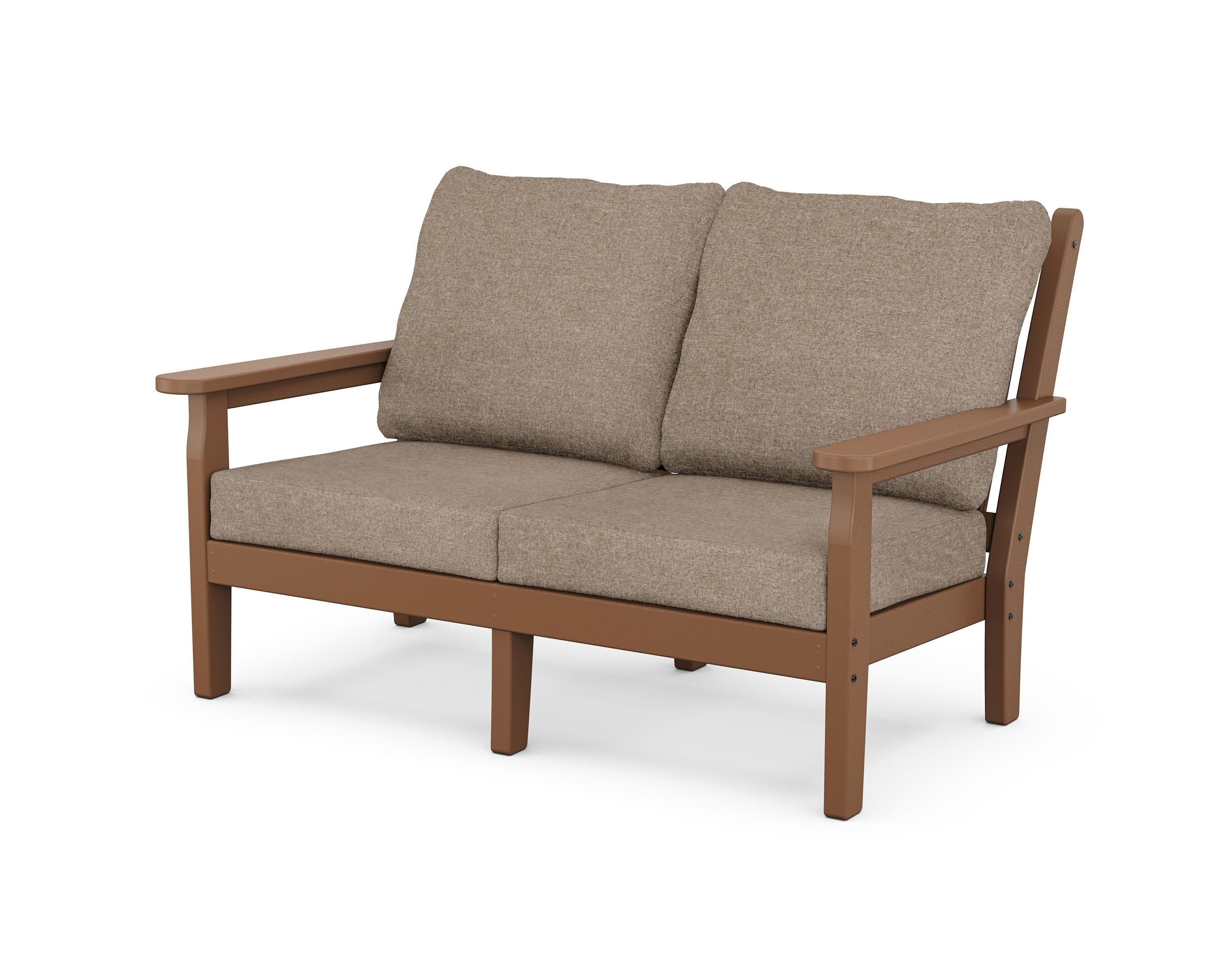 Chippendale Deep Seating Loveseat in Teak / Spiced Burlap