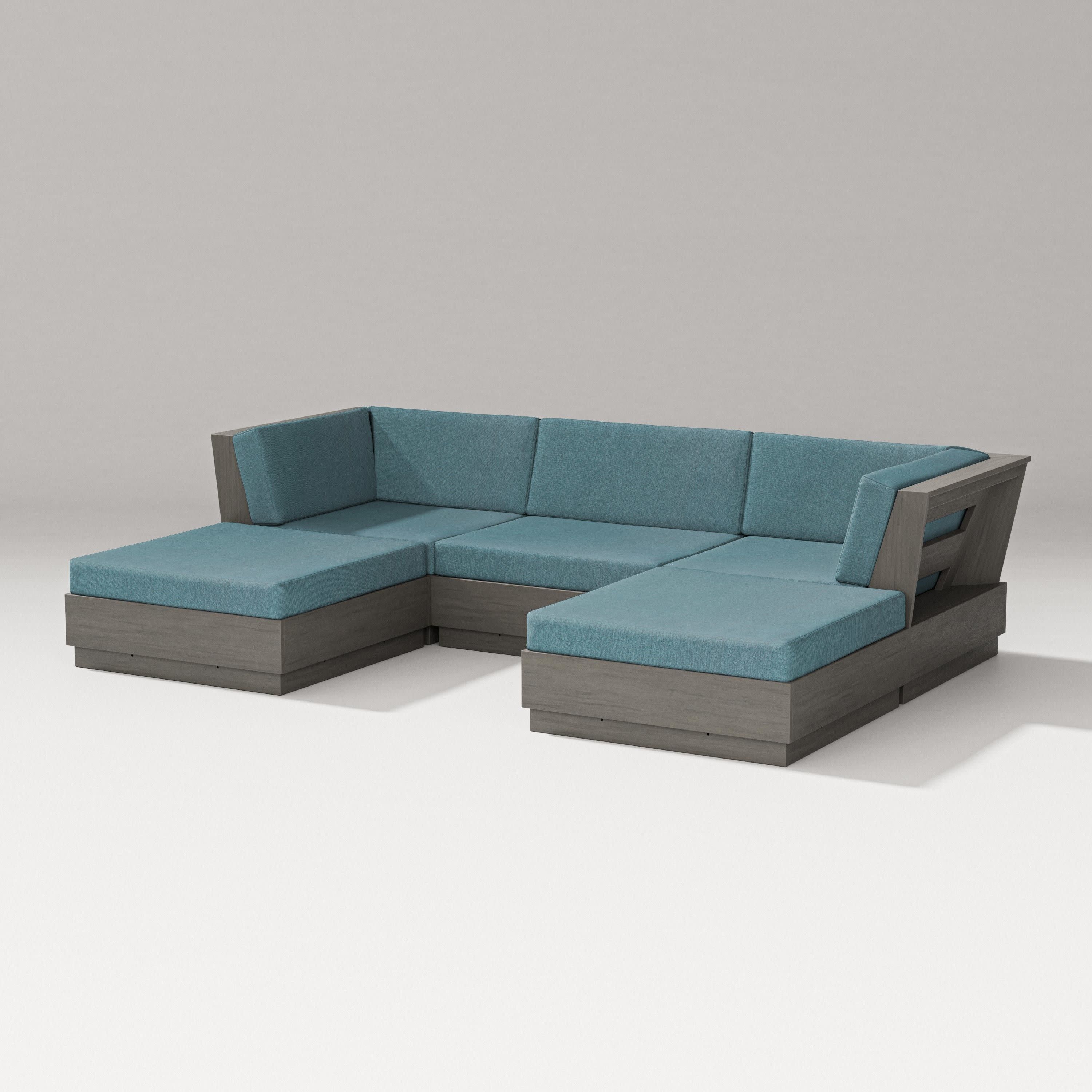 Elevate Double Chaise Sectional in Driftwood / Ocean Teal