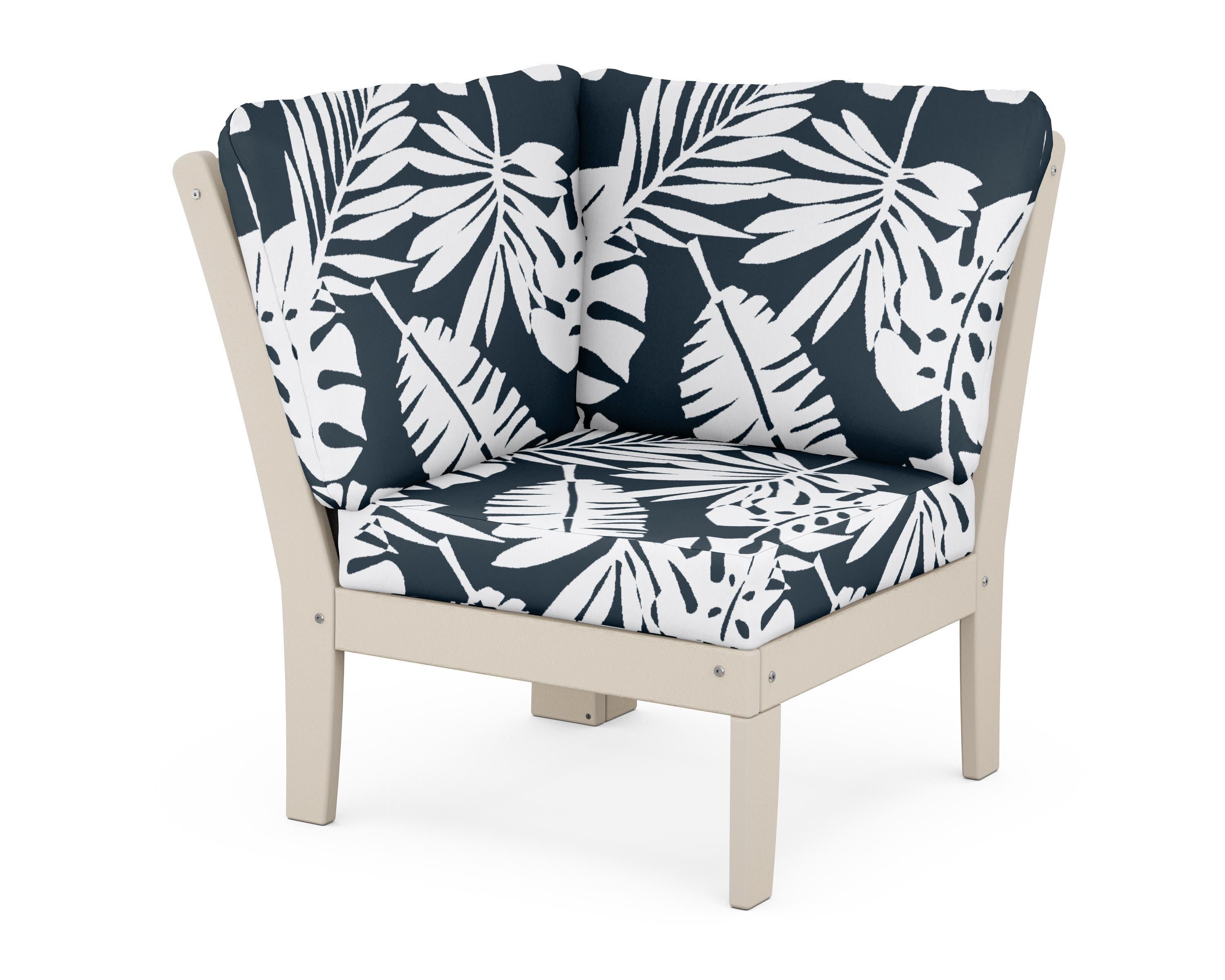 Braxton Modular Corner Chair in Sand / Leaf Marine Indigo