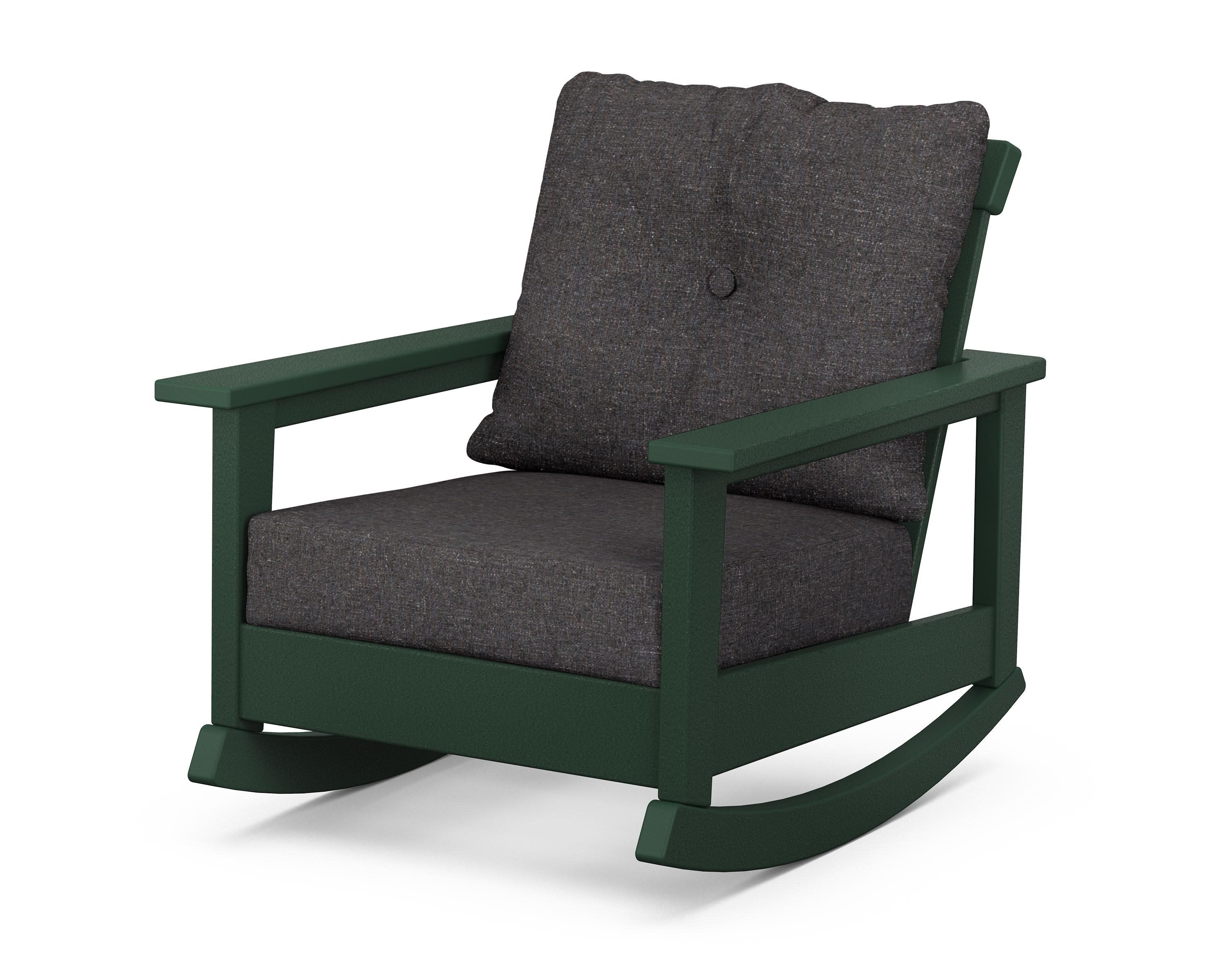 Prescott Deep Seating Rocking Chair in Green / Ash Charcoal
