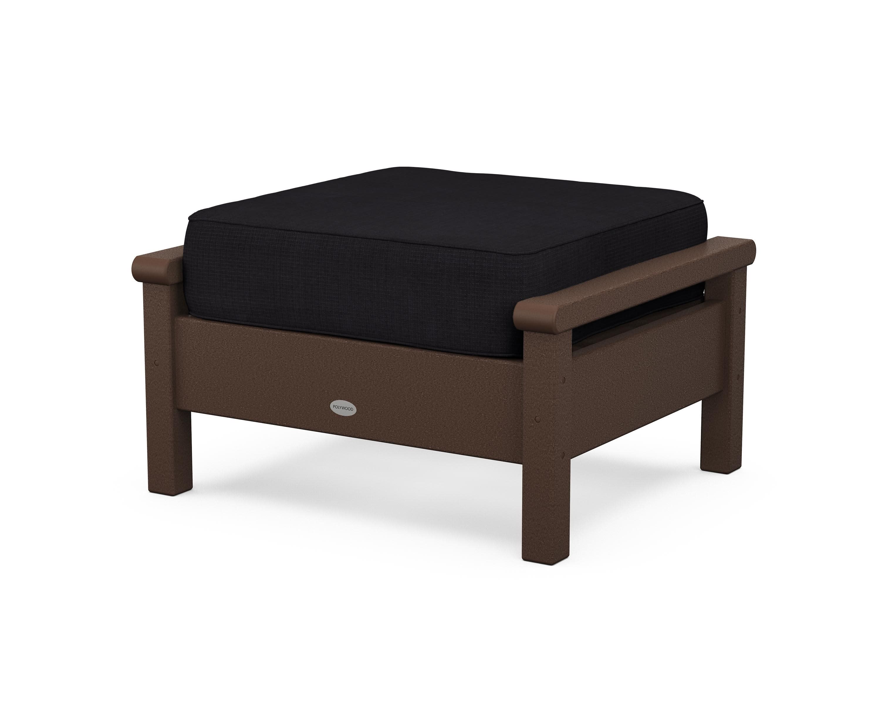 Harbour Deep Seating Ottoman in Mahogany / Midnight Linen