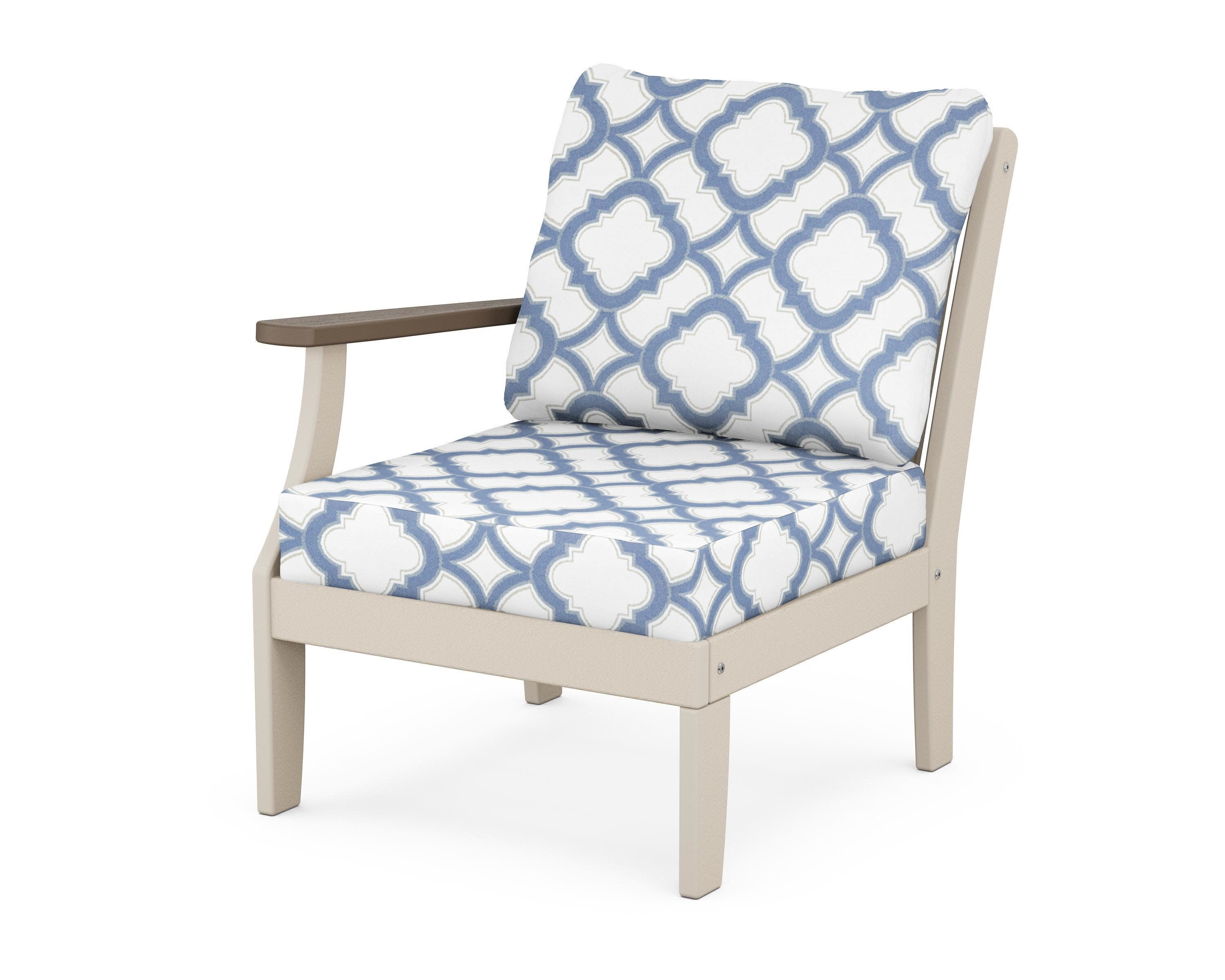 Braxton Modular Left Arm Chair in Sand / Kona / Trellis Sky Blue