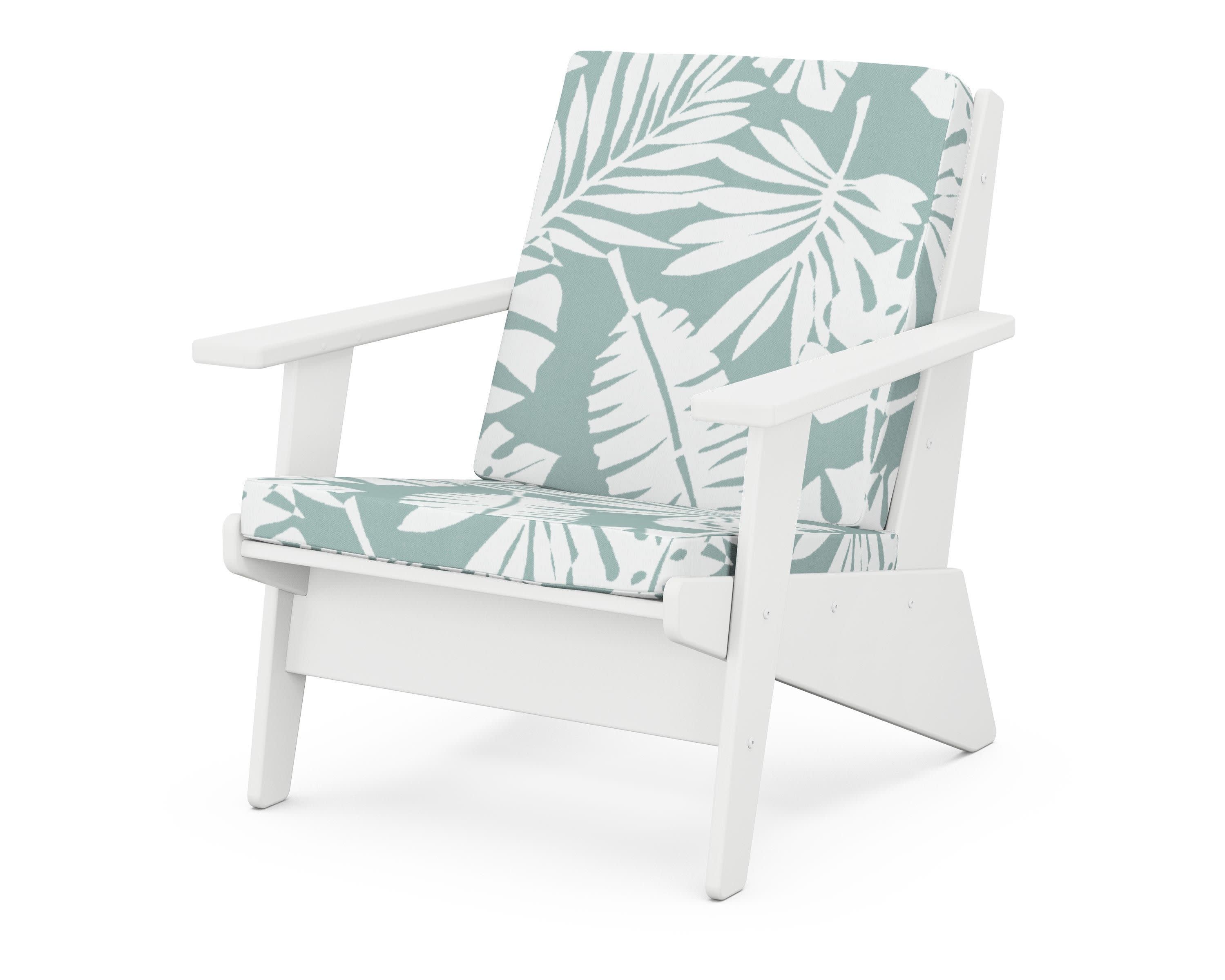 Riviera Modern Lounge Chair in White / Leaf Glacier Spa