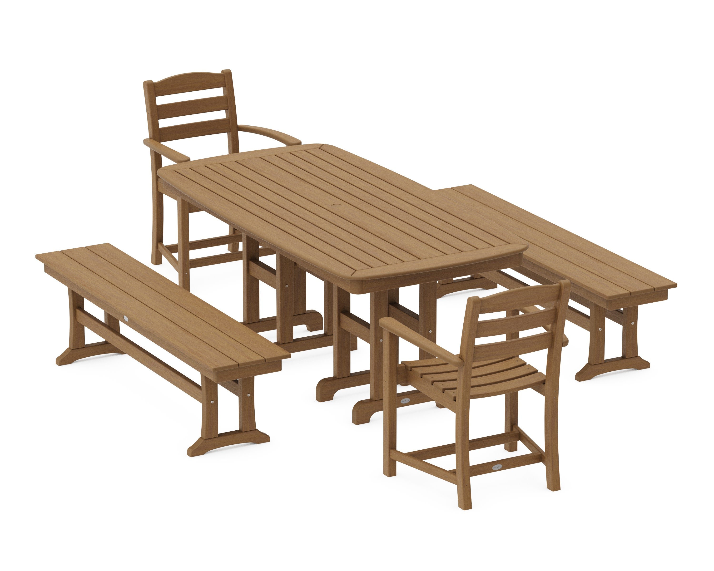 La Casa Caf 5-Piece Dining Set with Benches in Natural