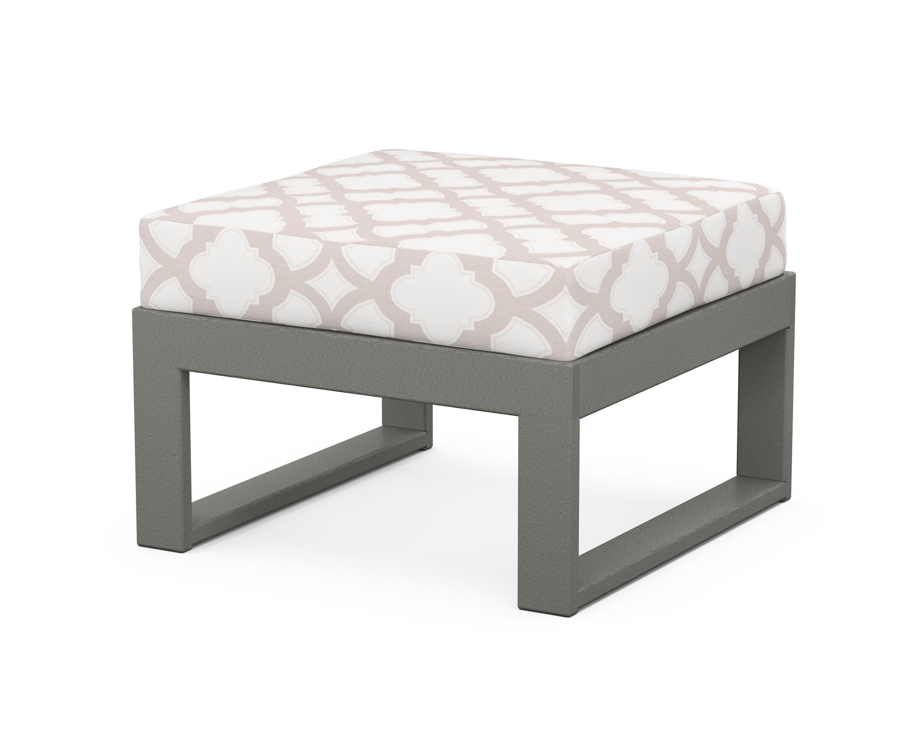 Modular Ottoman - Modern in Slate Grey / Trellis Dune Burlap