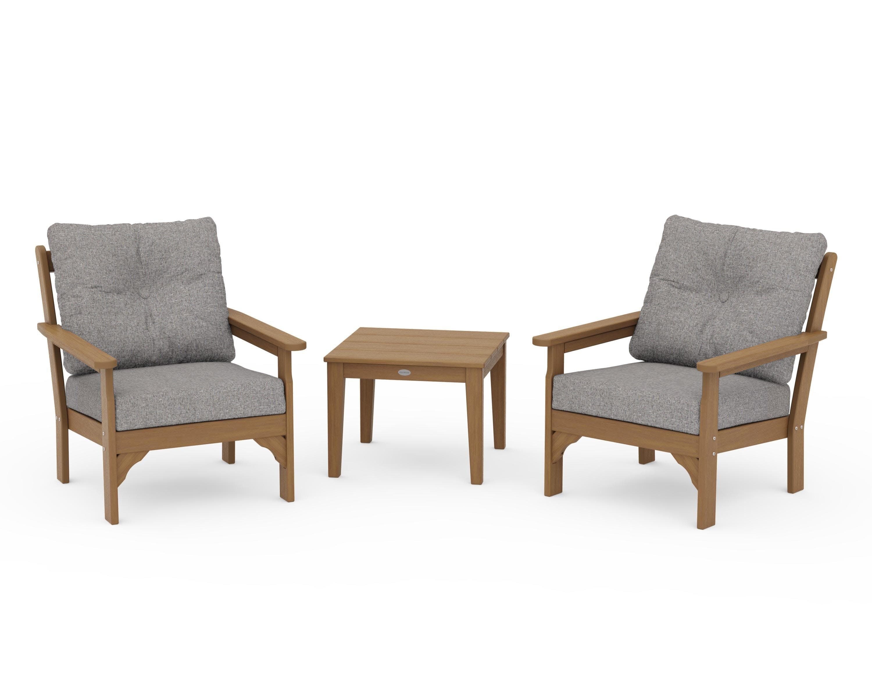 Vineyard 3-Piece Deep Seating Set in Natural / Grey Mist