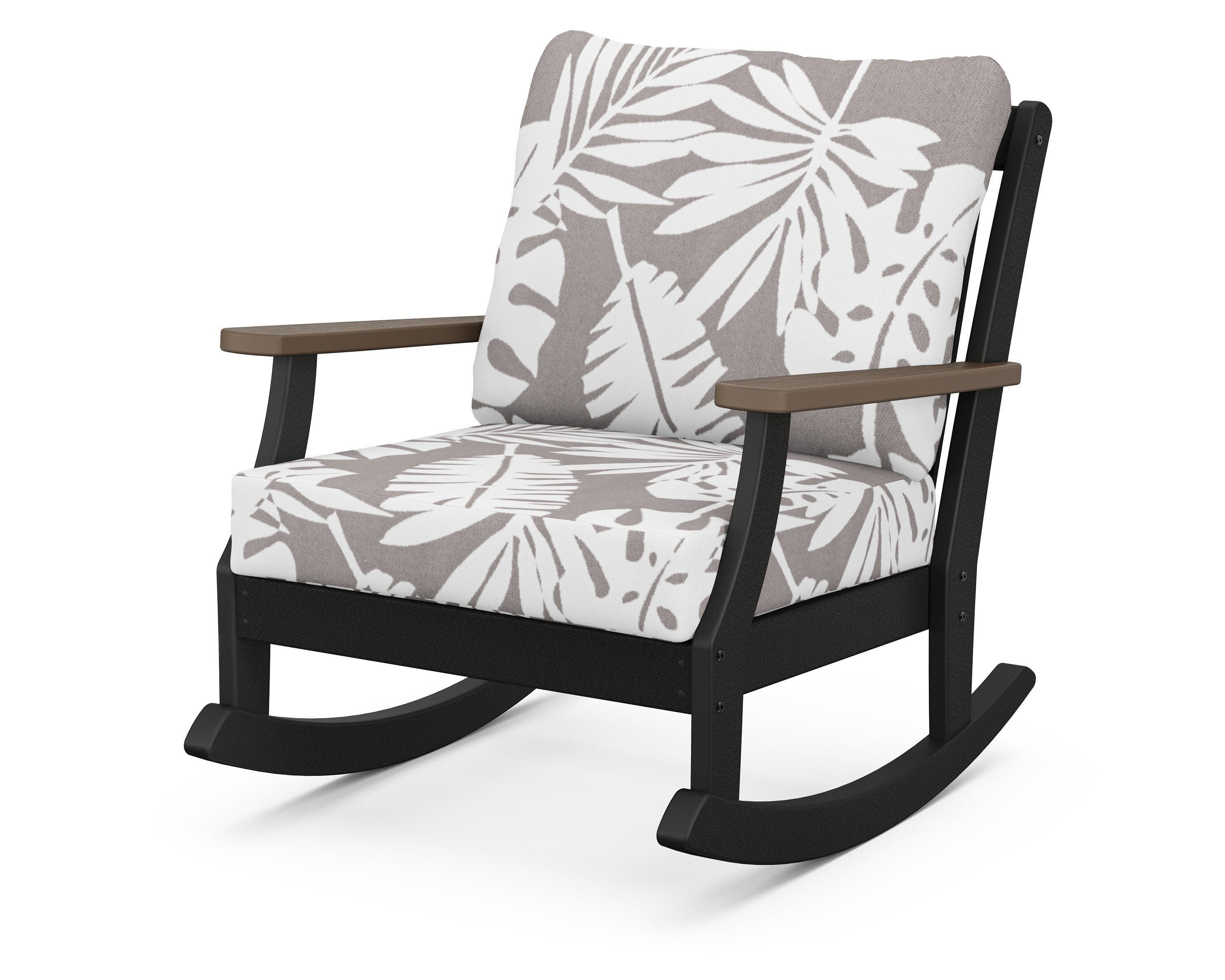 Braxton Deep Seating Rocking Chair in Black / Kona / Leaf Grey Mist