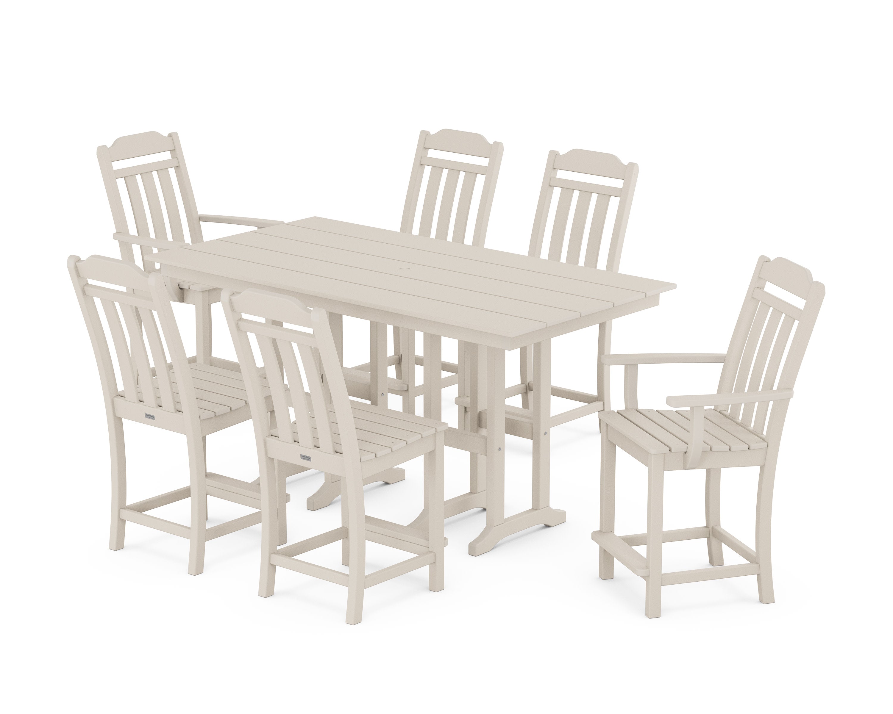 Cottage 7-Piece Farmhouse Counter Set in Sand
