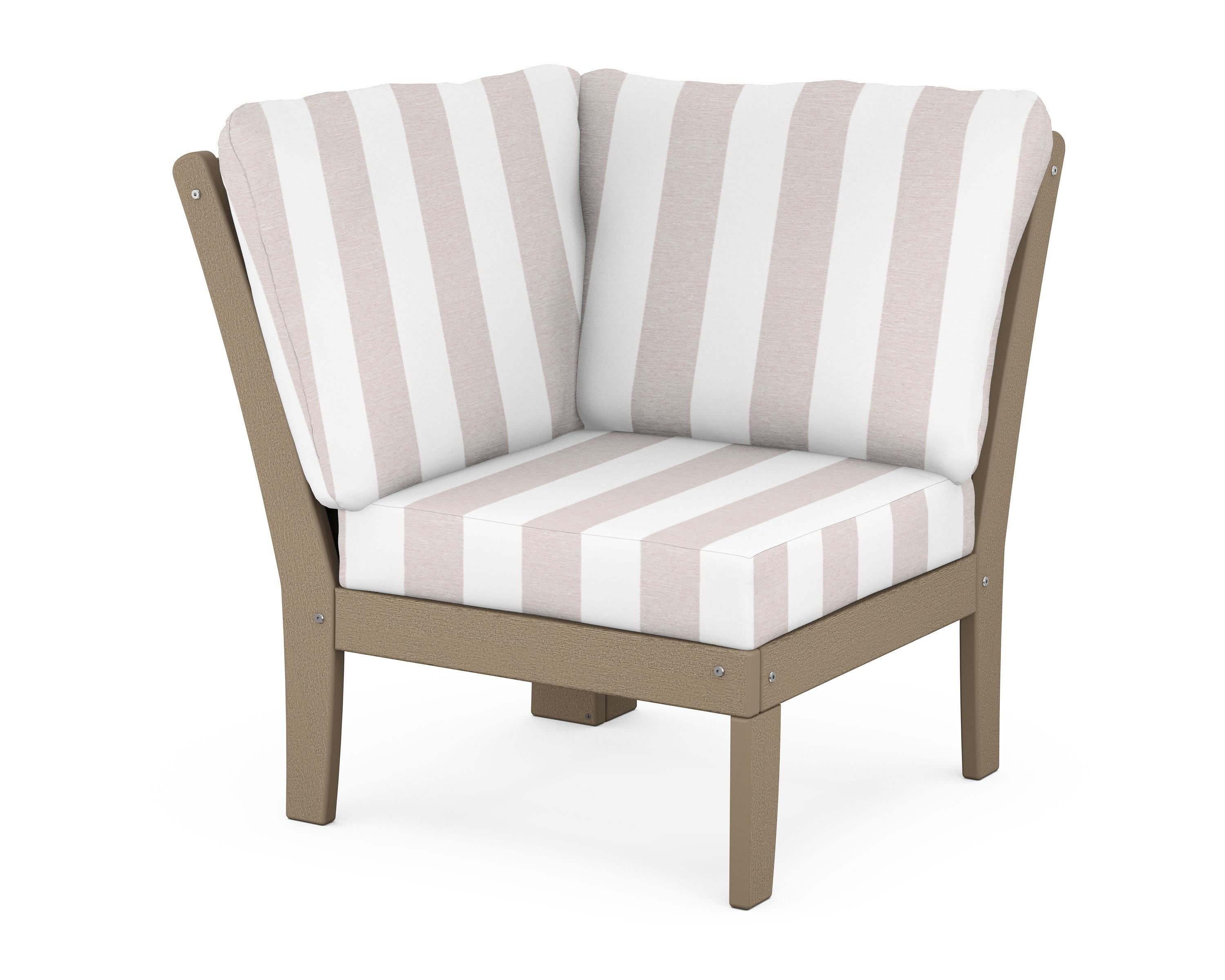 Braxton Modular Corner Chair in Vintage Sahara / Cabana Stripe Dune Burlap