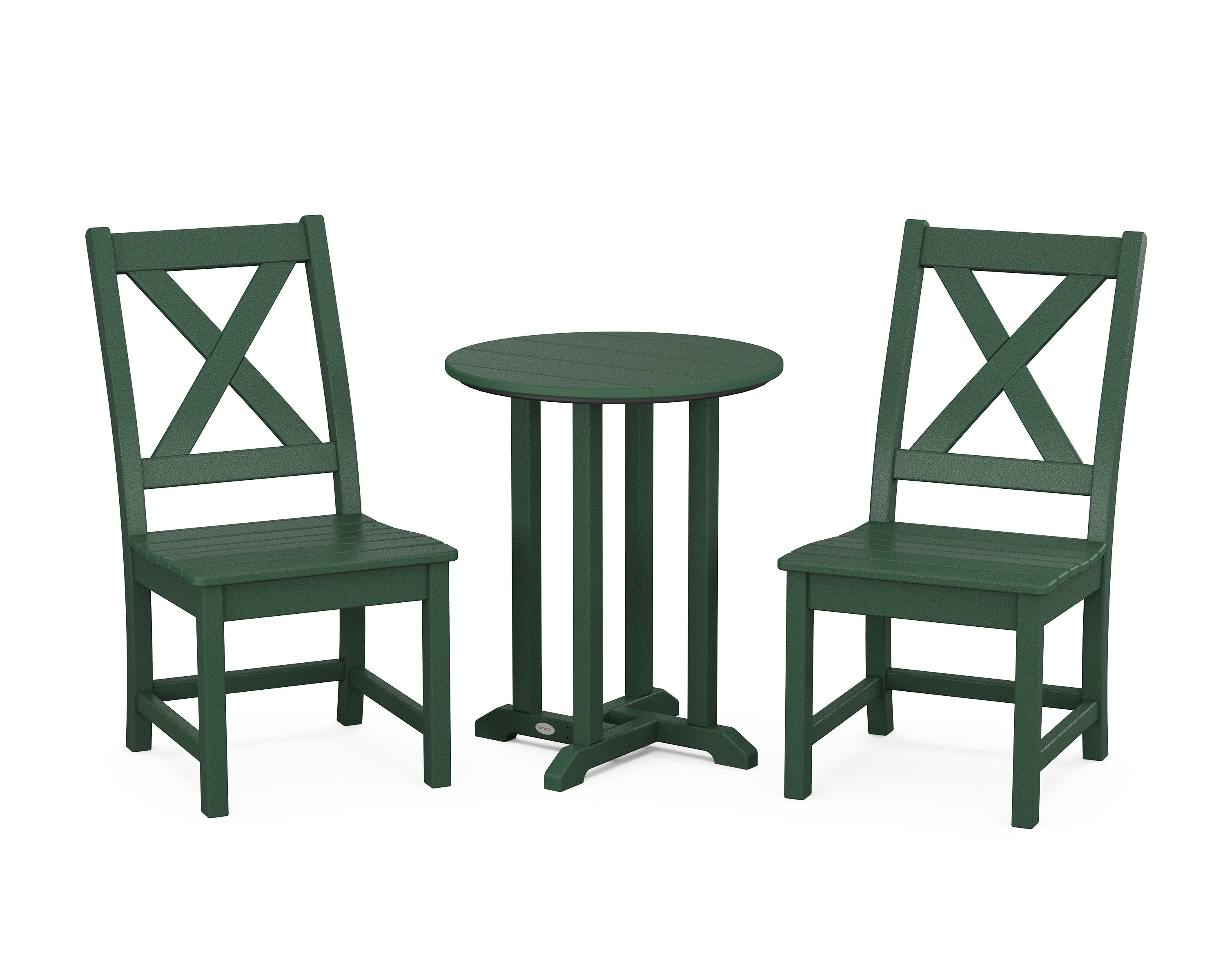 Braxton Side Chair 3-Piece Round Bistro Dining Set in Green