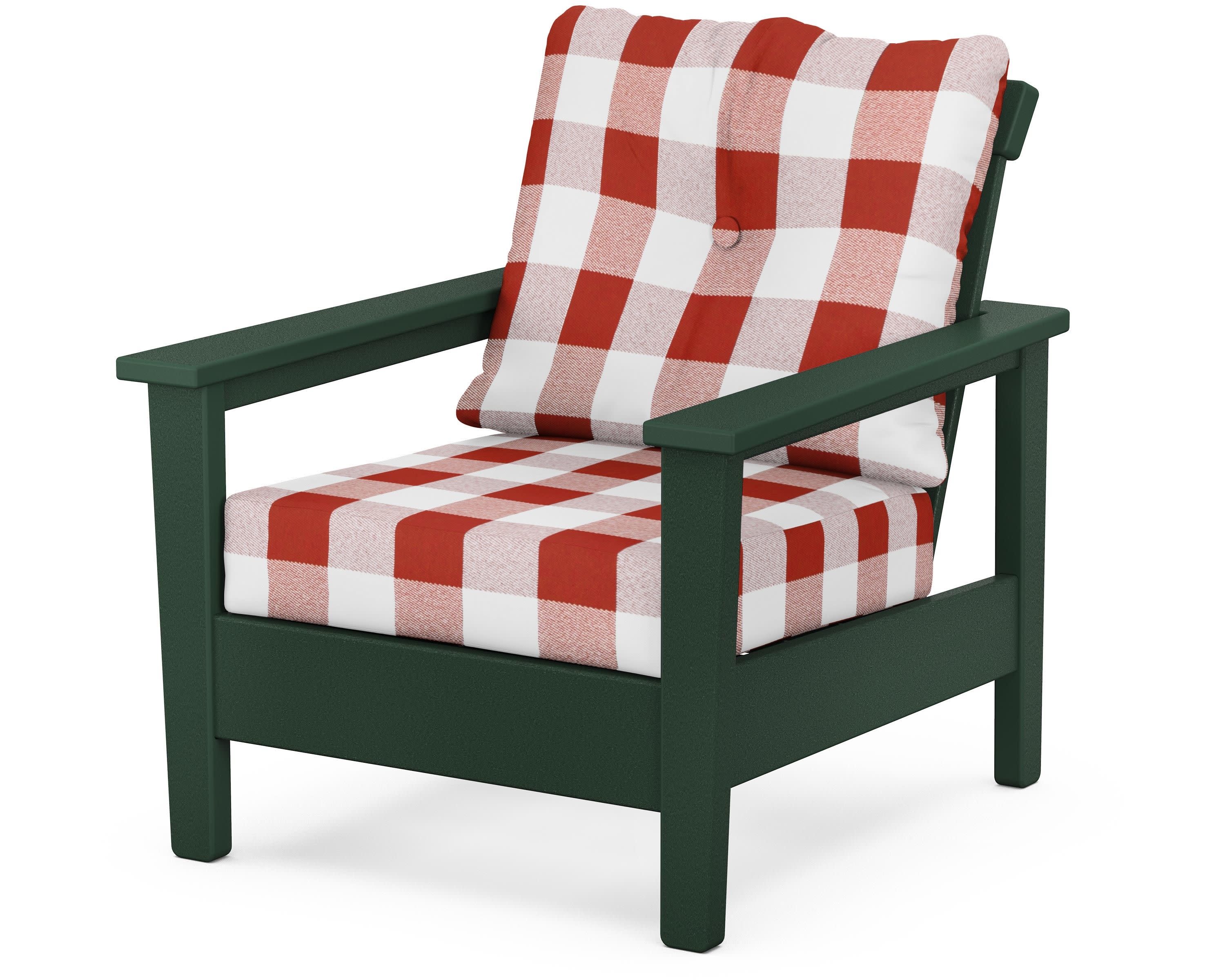 Prescott Deep Seating Chair in Green / Buffalo Plaid Crimson