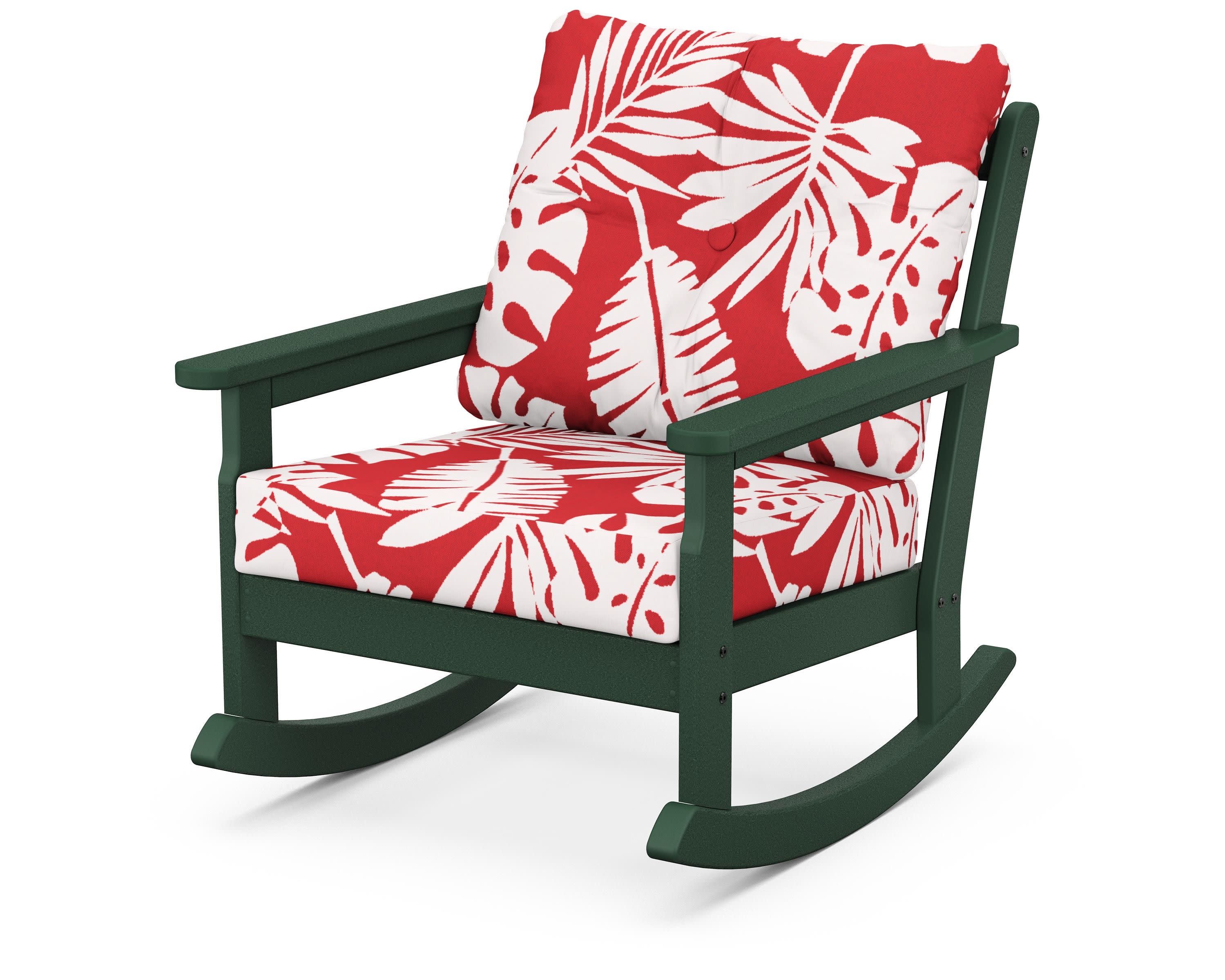 Vineyard Deep Seating Rocking Chair in Green / Leaf Crimson