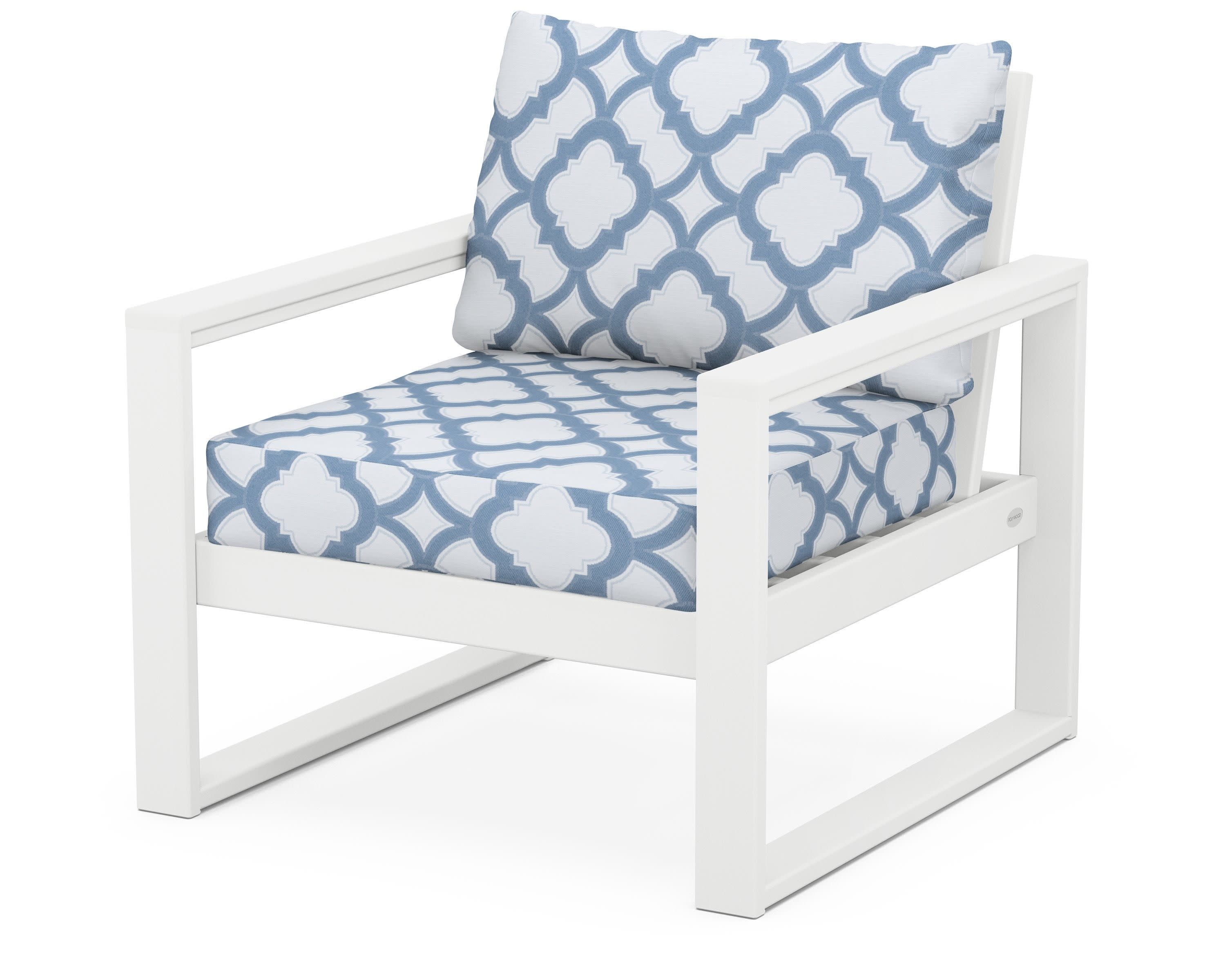 EDGE Club Chair in White / Trellis Sky Blue