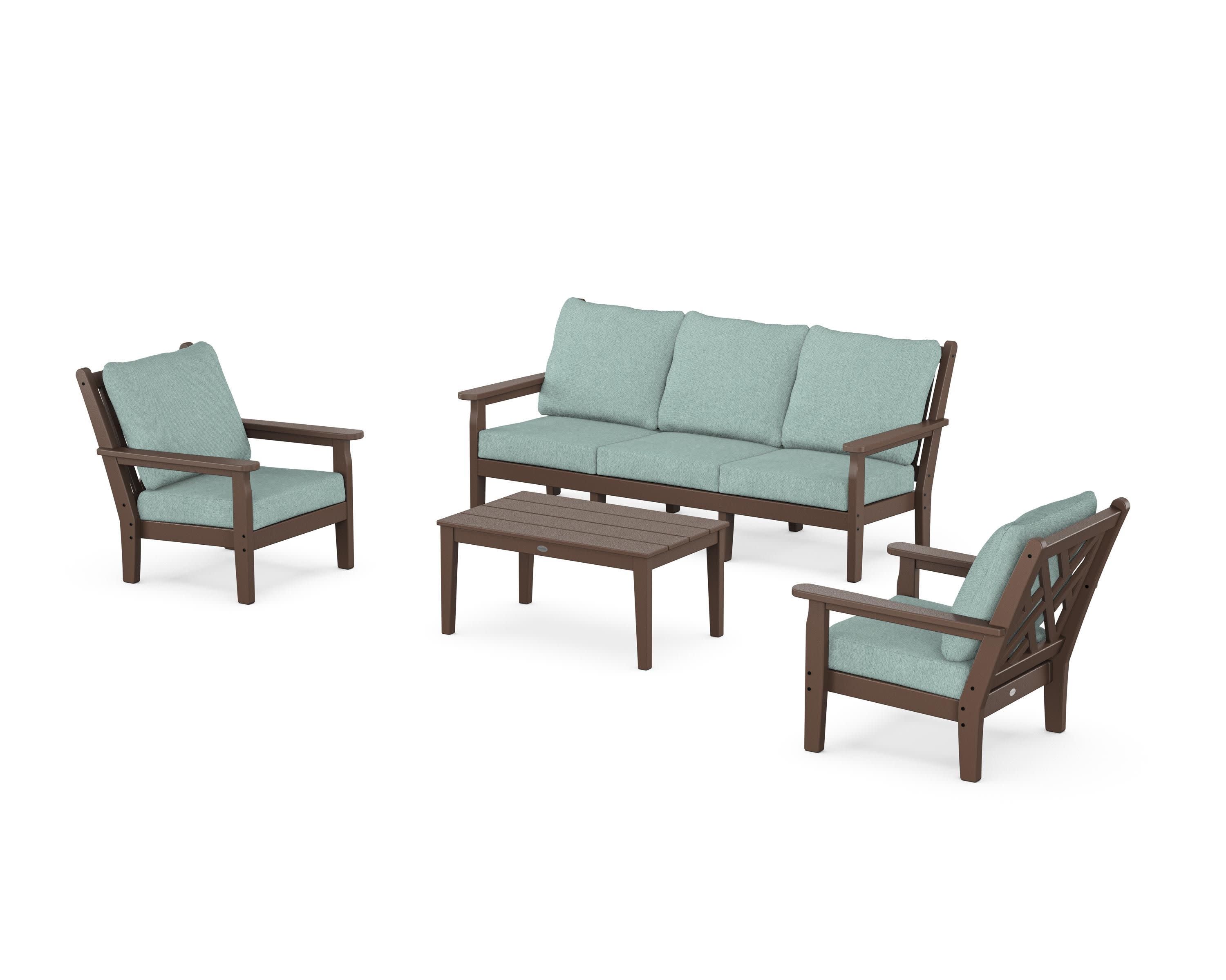 Chippendale 4-Piece Deep Seating Set with Sofa in Mahogany / Glacier Spa
