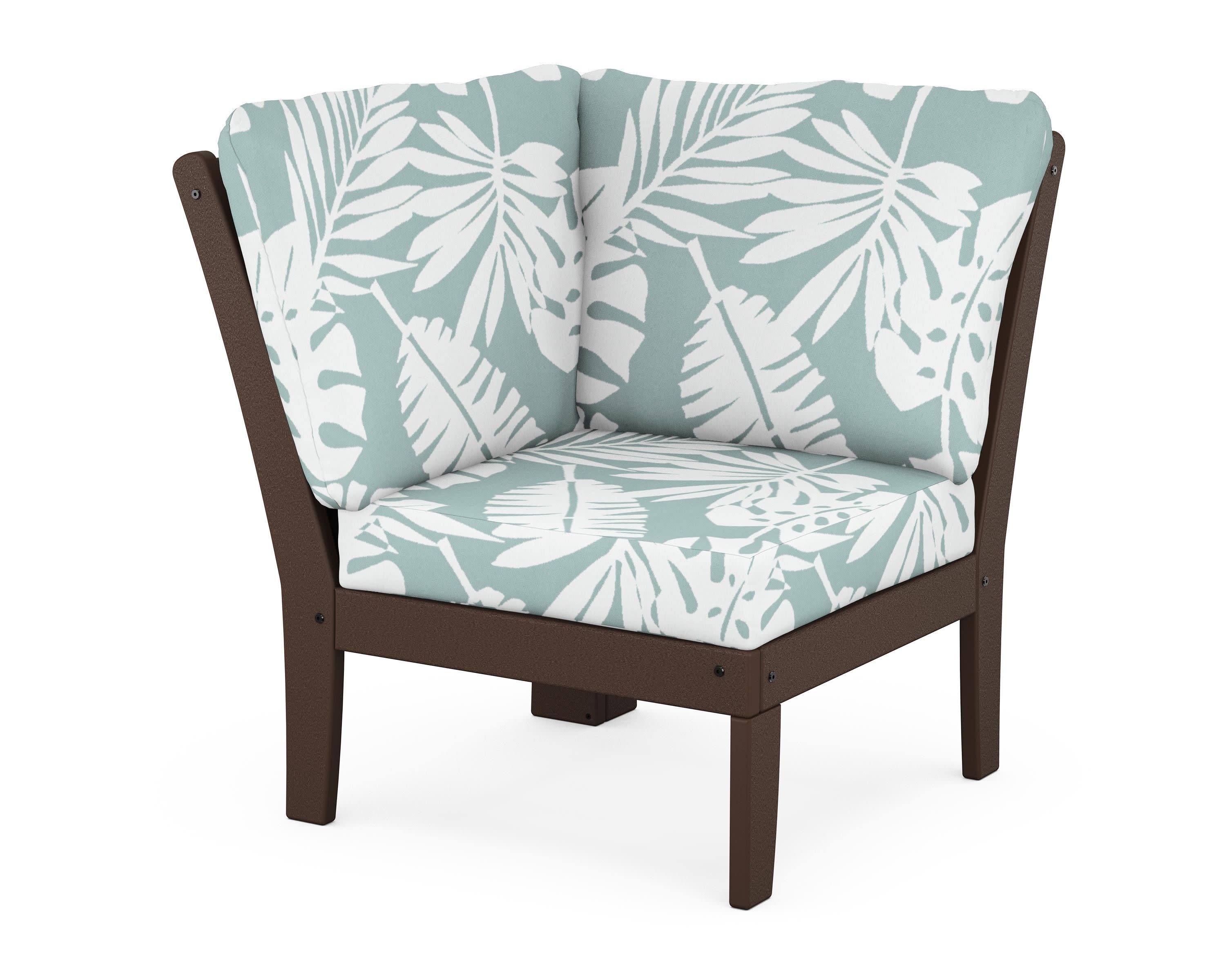Braxton Modular Corner Chair in Mahogany / Leaf Glacier Spa
