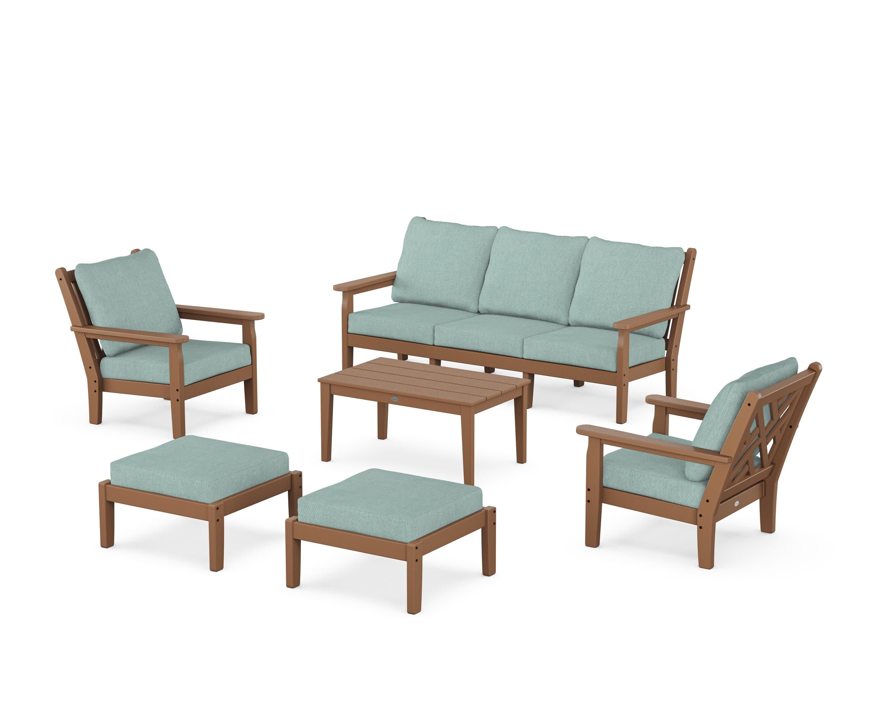 Chippendale 6-Piece Lounge Sofa Set in Teak / Glacier Spa