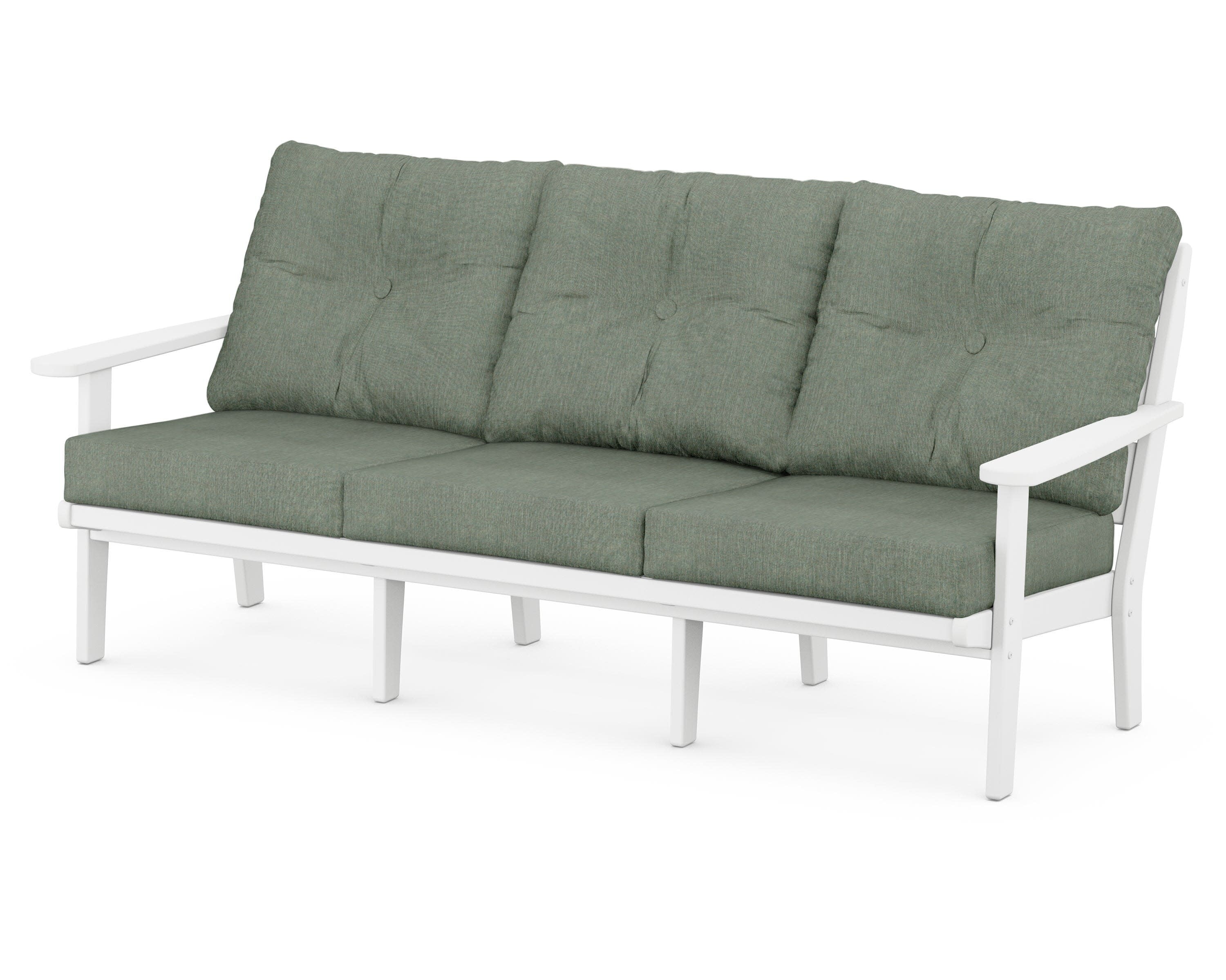 Lakeside Deep Seating Sofa in White / Cast Sage
