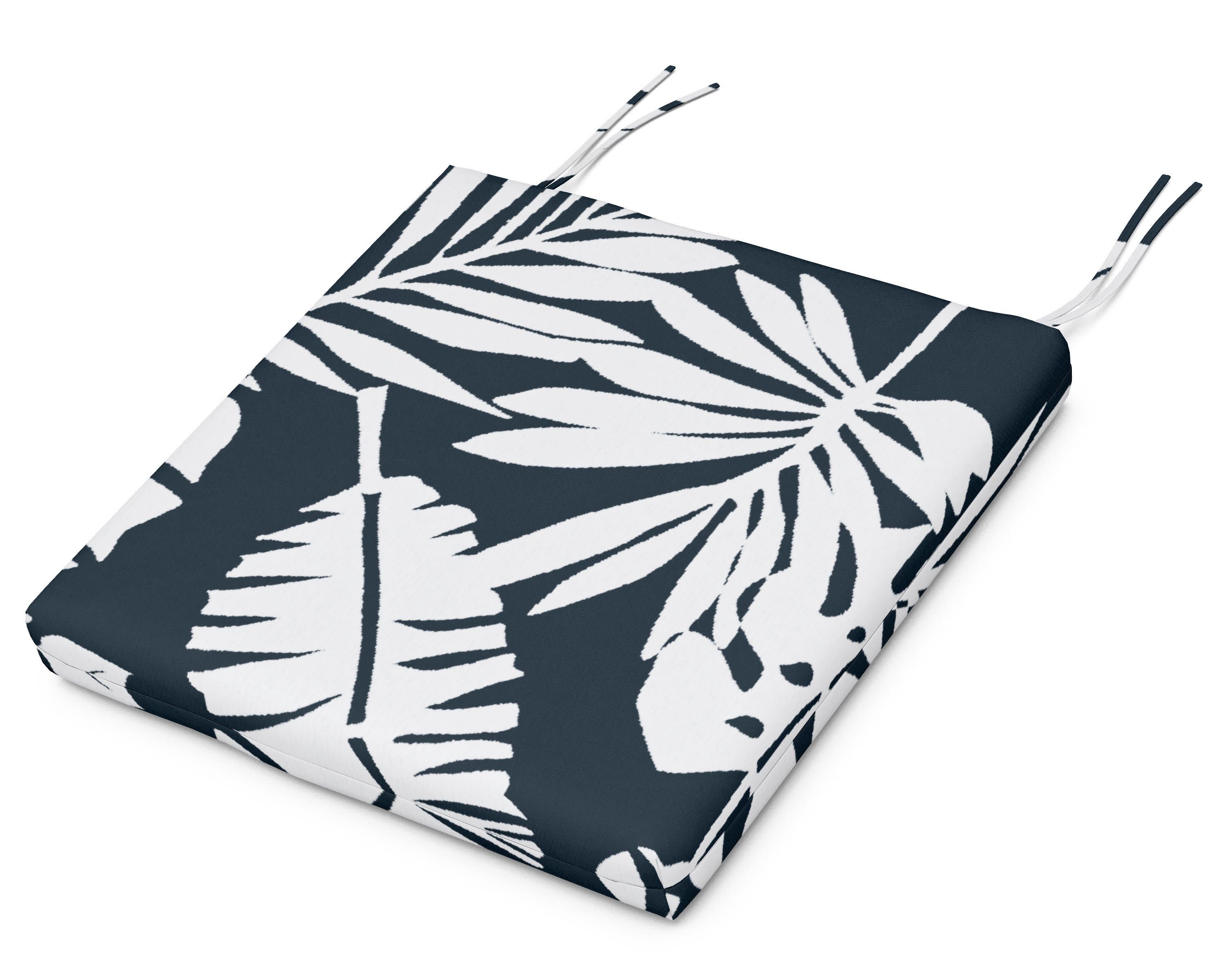 Acadia Dining Side Seat Pad in Leaf Marine Indigo