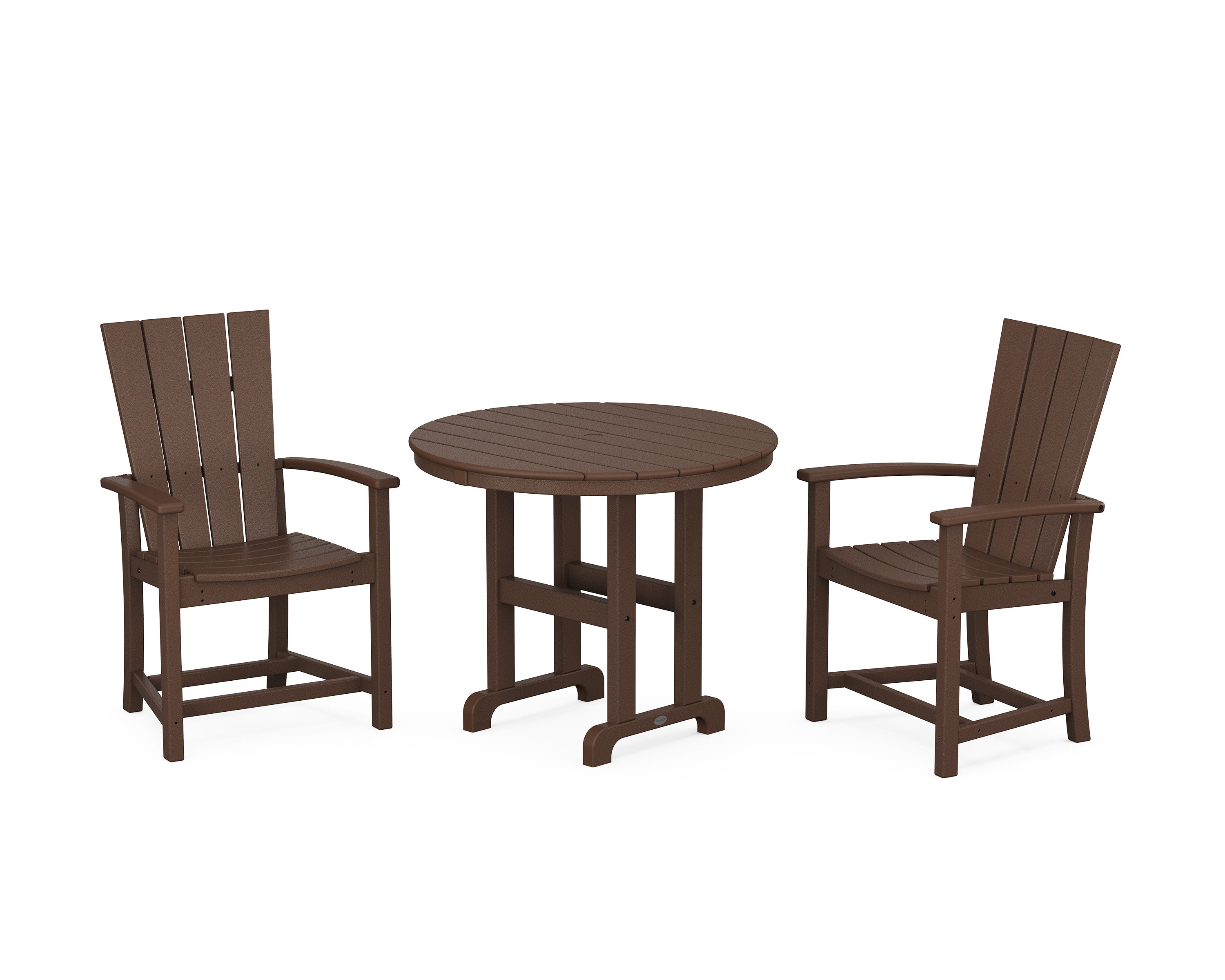 Quattro 3-Piece Round Farmhouse Dining Set in Mahogany