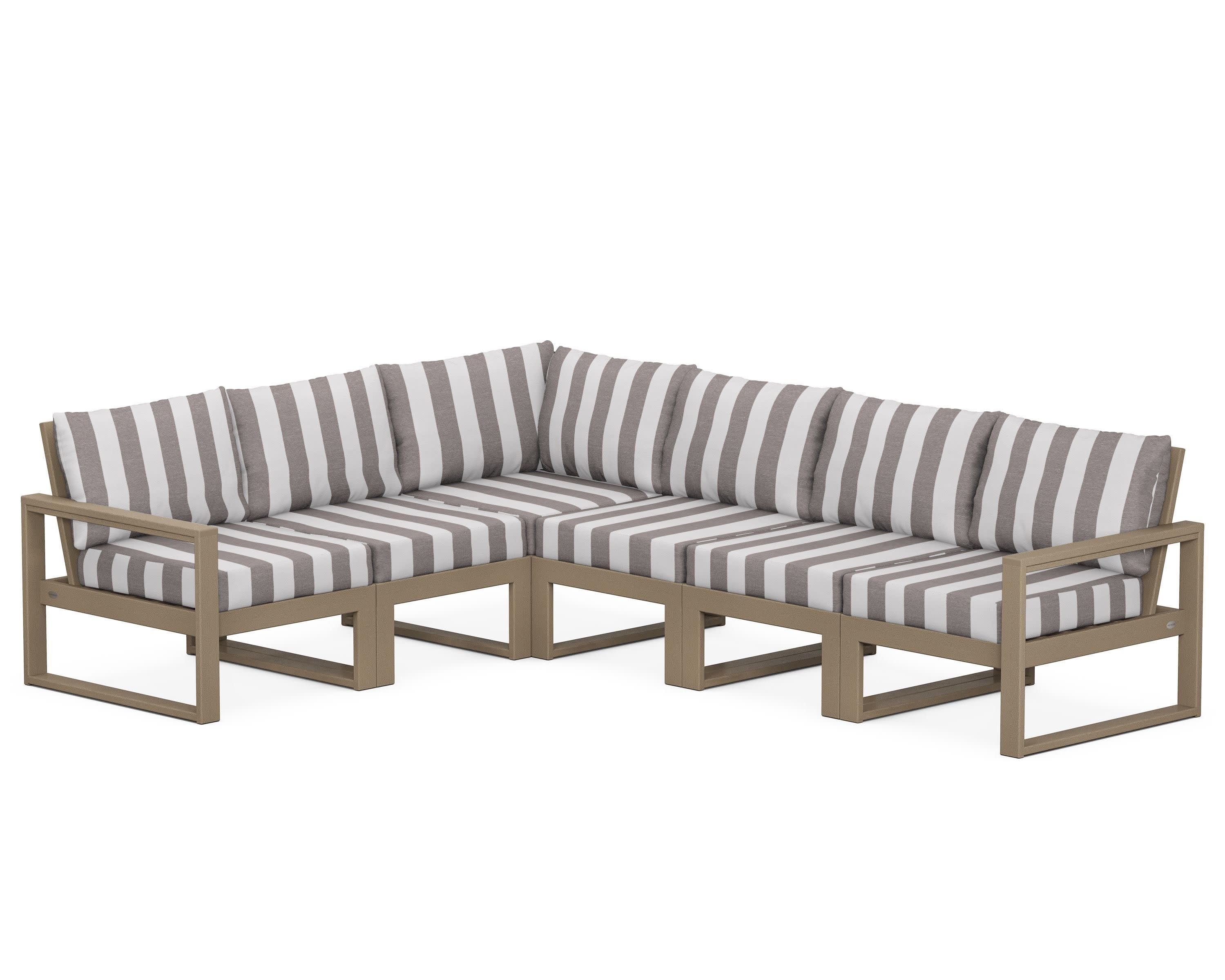 EDGE 6-Piece Modular Deep Seating Set in Vintage Sahara / Cabana Stripe Grey Mist