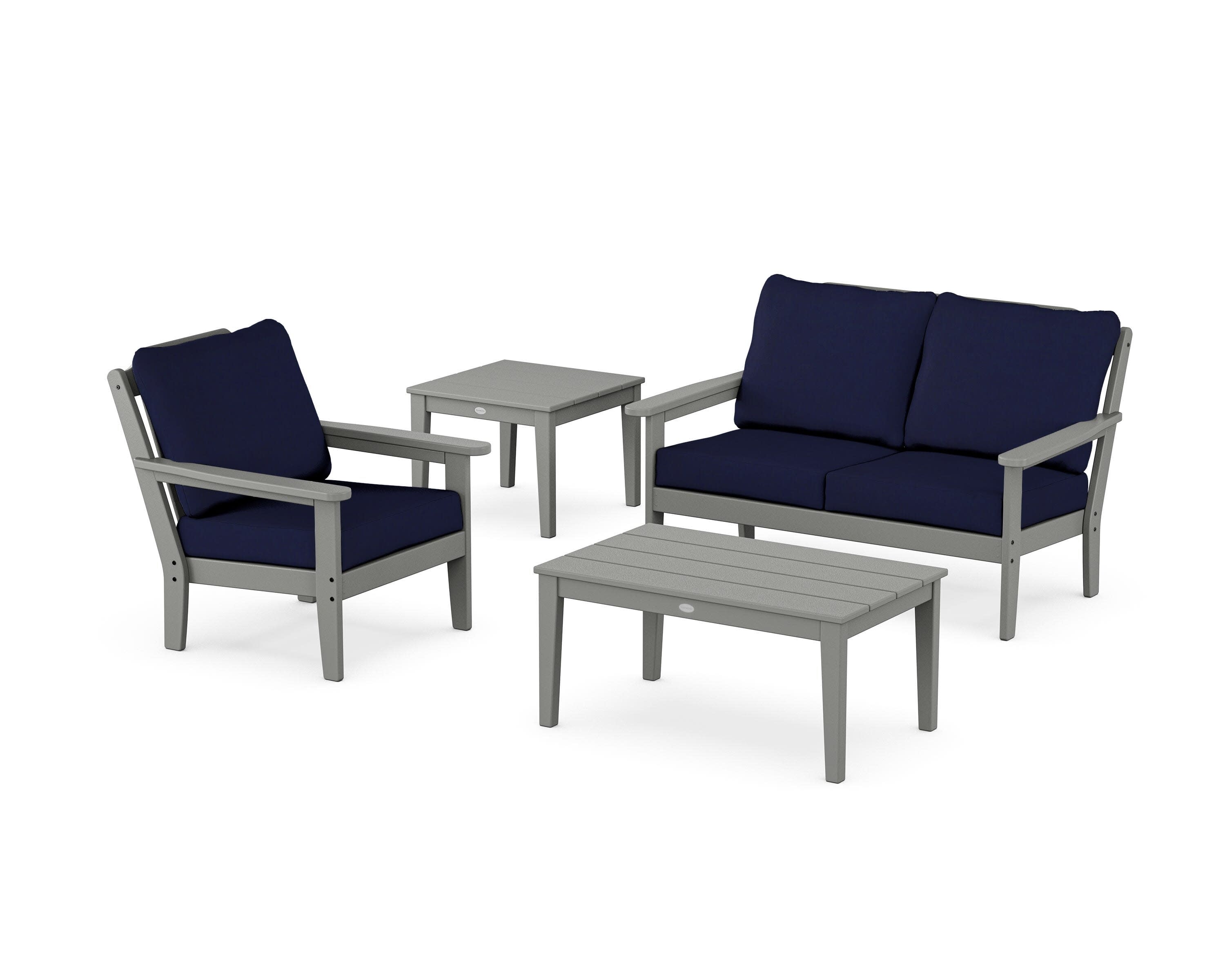 Wovendale 4-Piece Deep Seating Set in Slate Grey / Navy