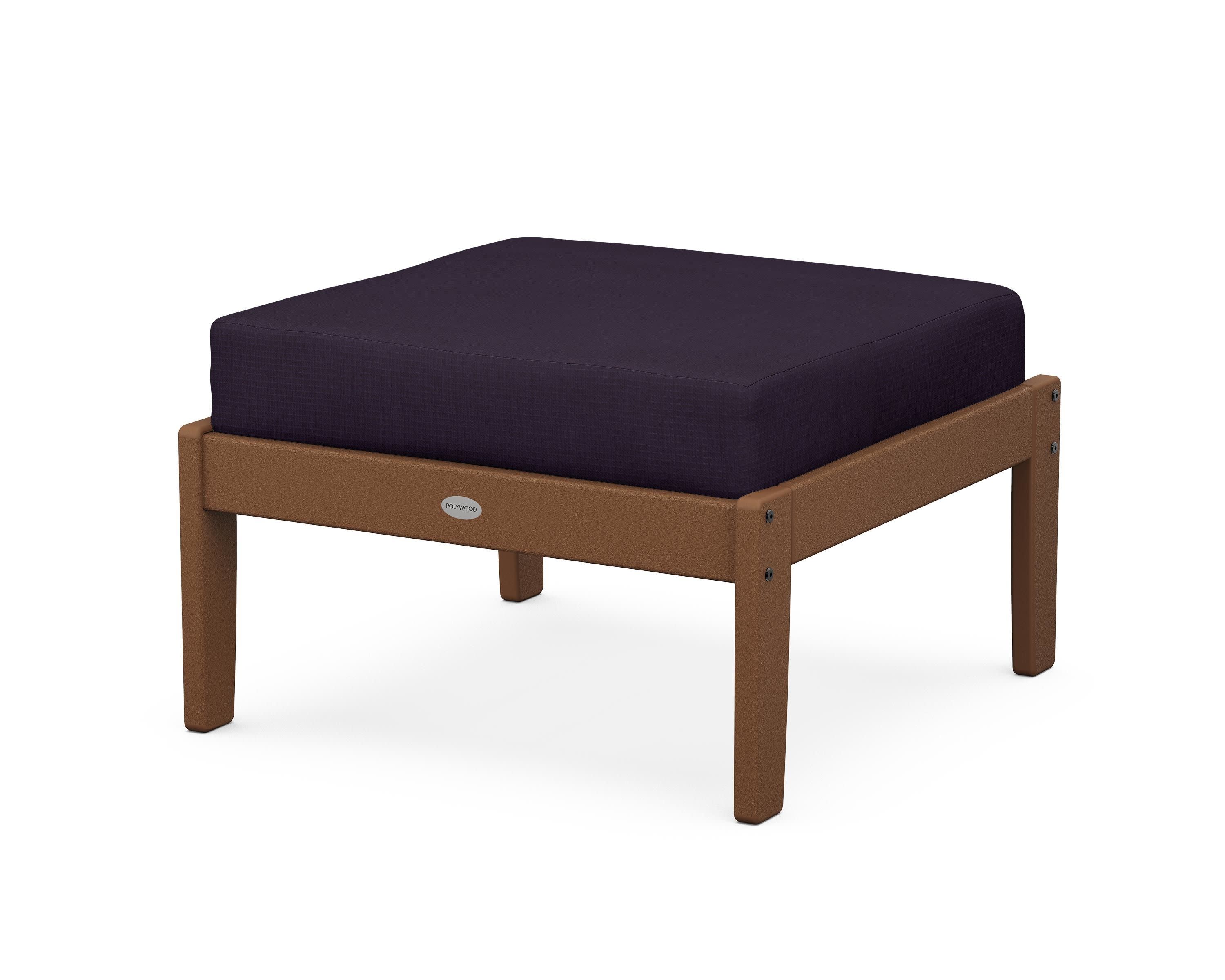 Braxton Deep Seating Ottoman in Teak / Navy Linen