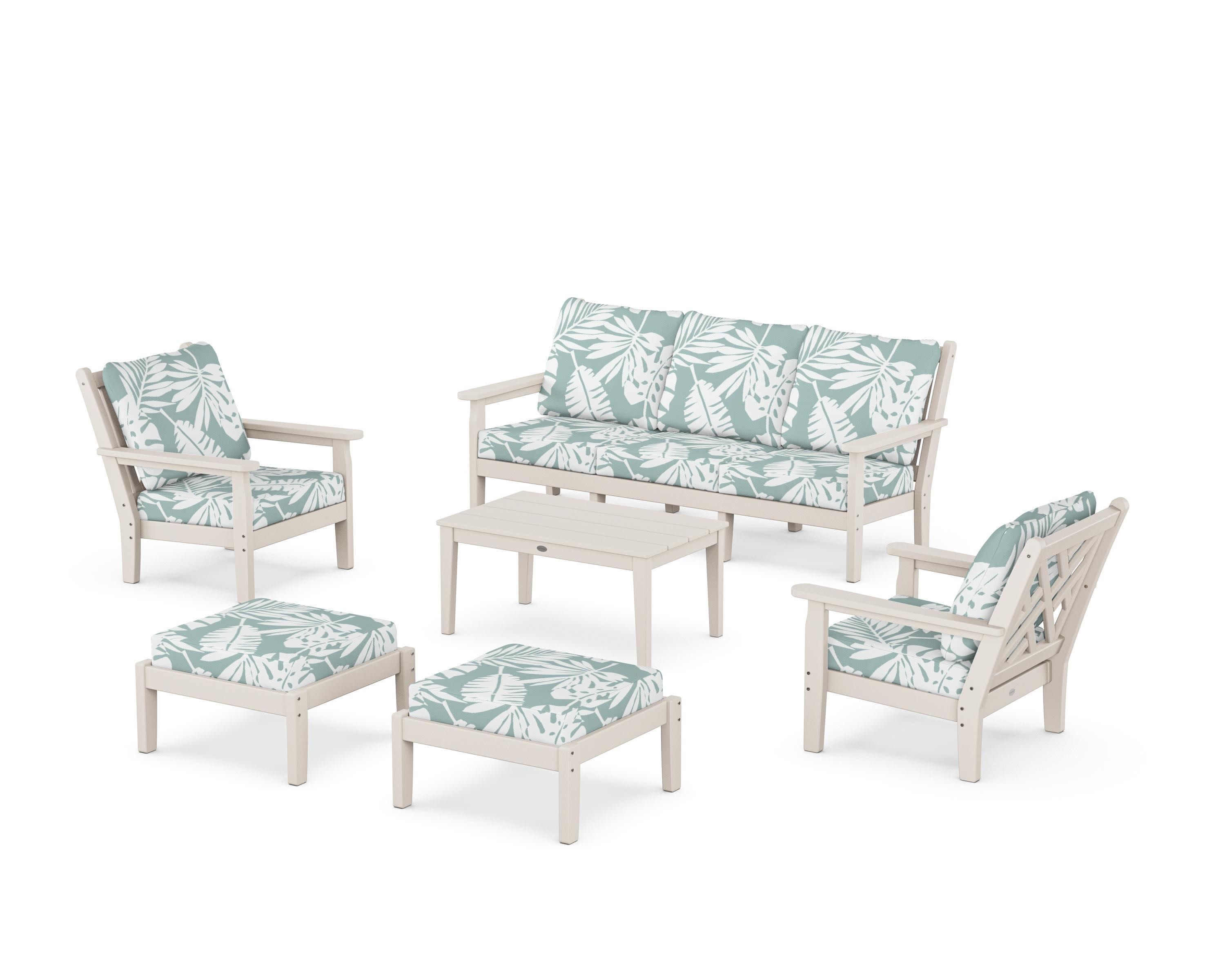 Chippendale 6-Piece Lounge Sofa Set in Sand / Leaf Glacier Spa