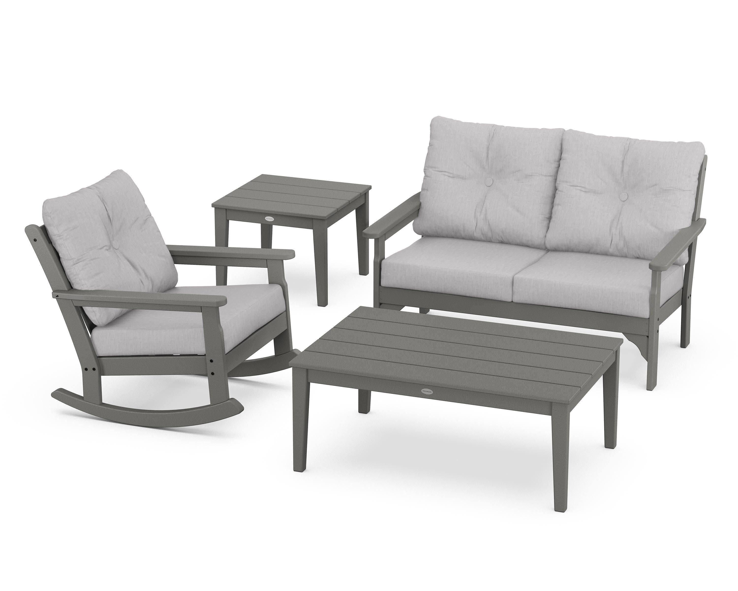 Vineyard 4-Piece Deep Seating Rocker Set in Slate Grey / Granite