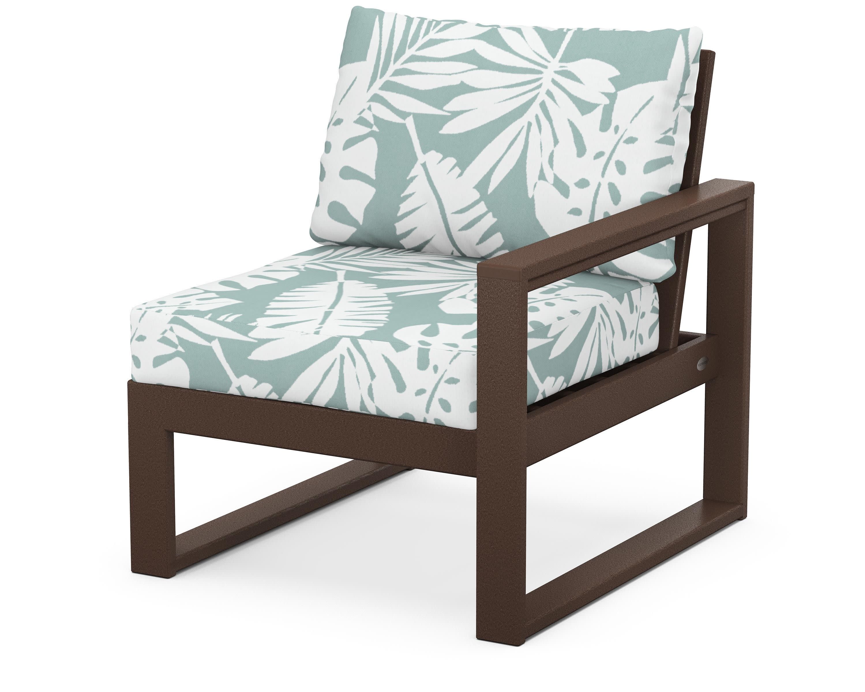 EDGE Modular Right Arm Chair in Mahogany / Leaf Glacier Spa