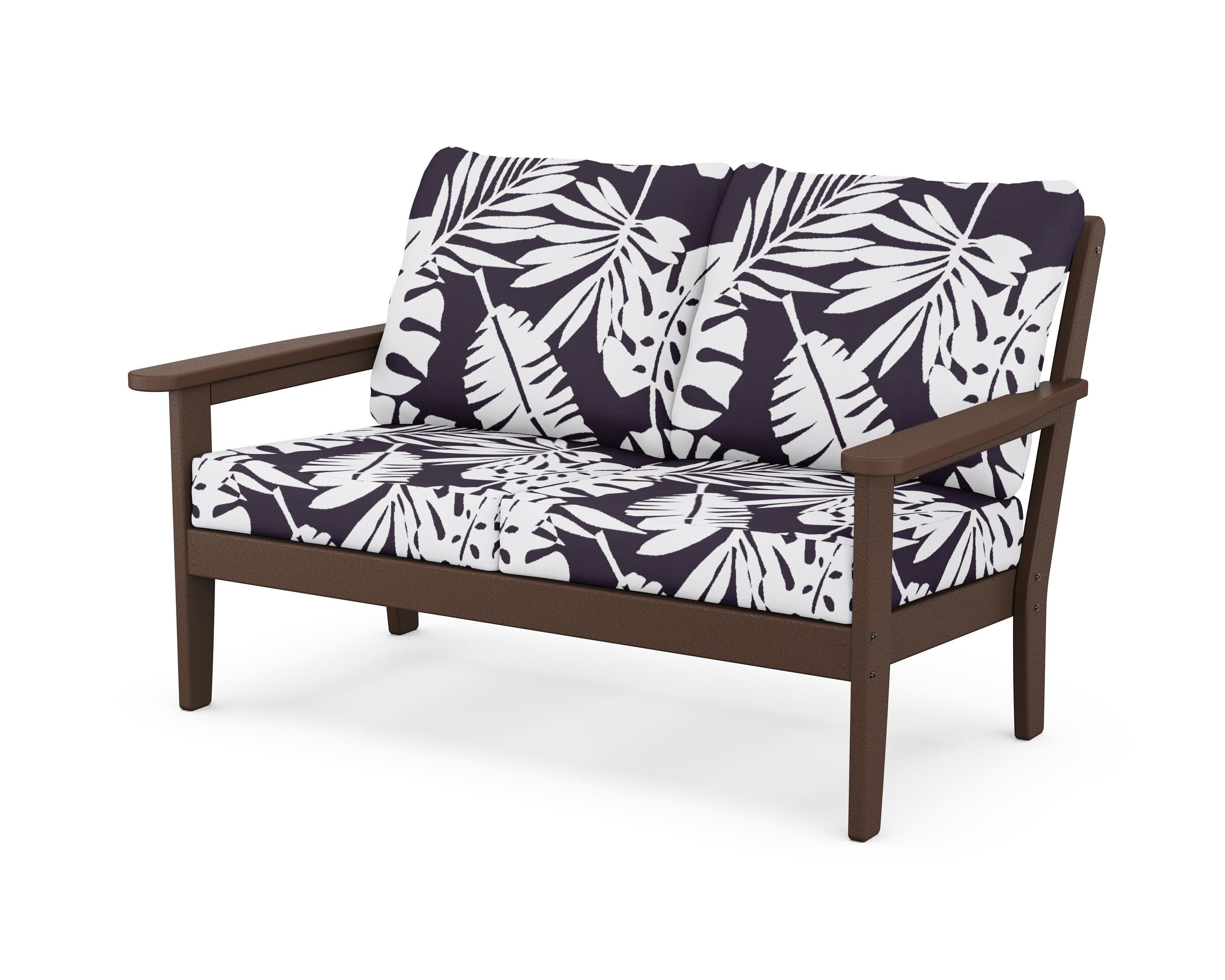 Cottage Deep Seating Loveseat in Mahogany / Leaf Navy
