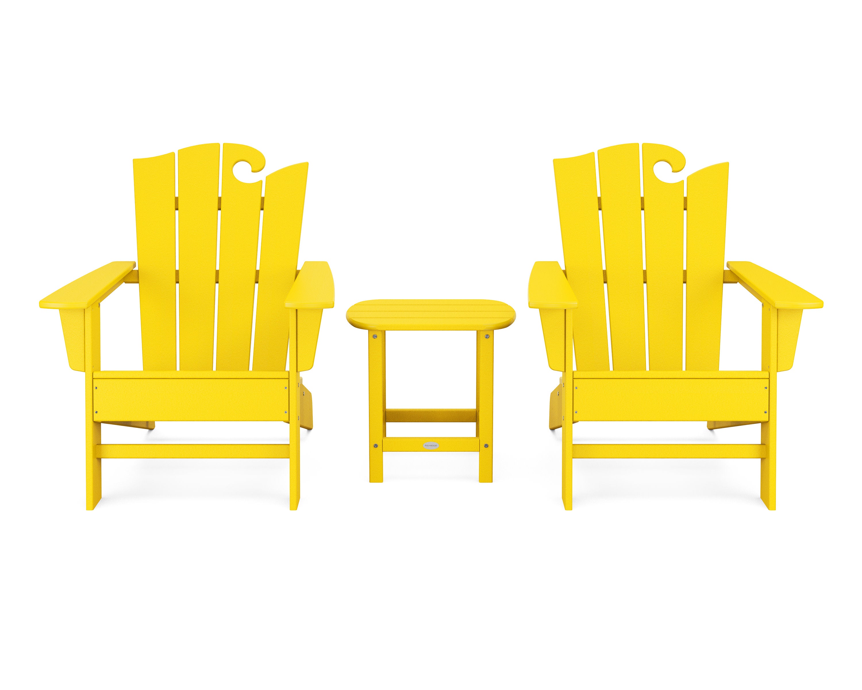 Wave 3-Piece Adirondack Set with The Ocean Chair in Lemon