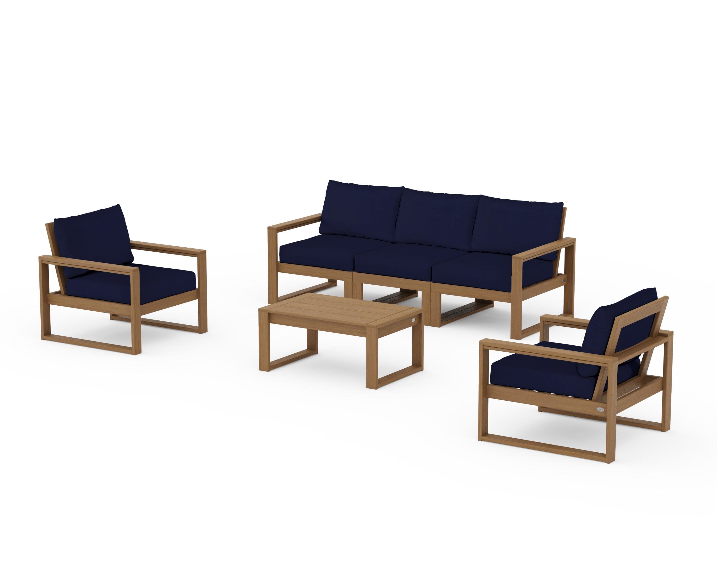 EDGE Sectional 4-Piece Deep Seating Set with Sofa in Natural / Navy